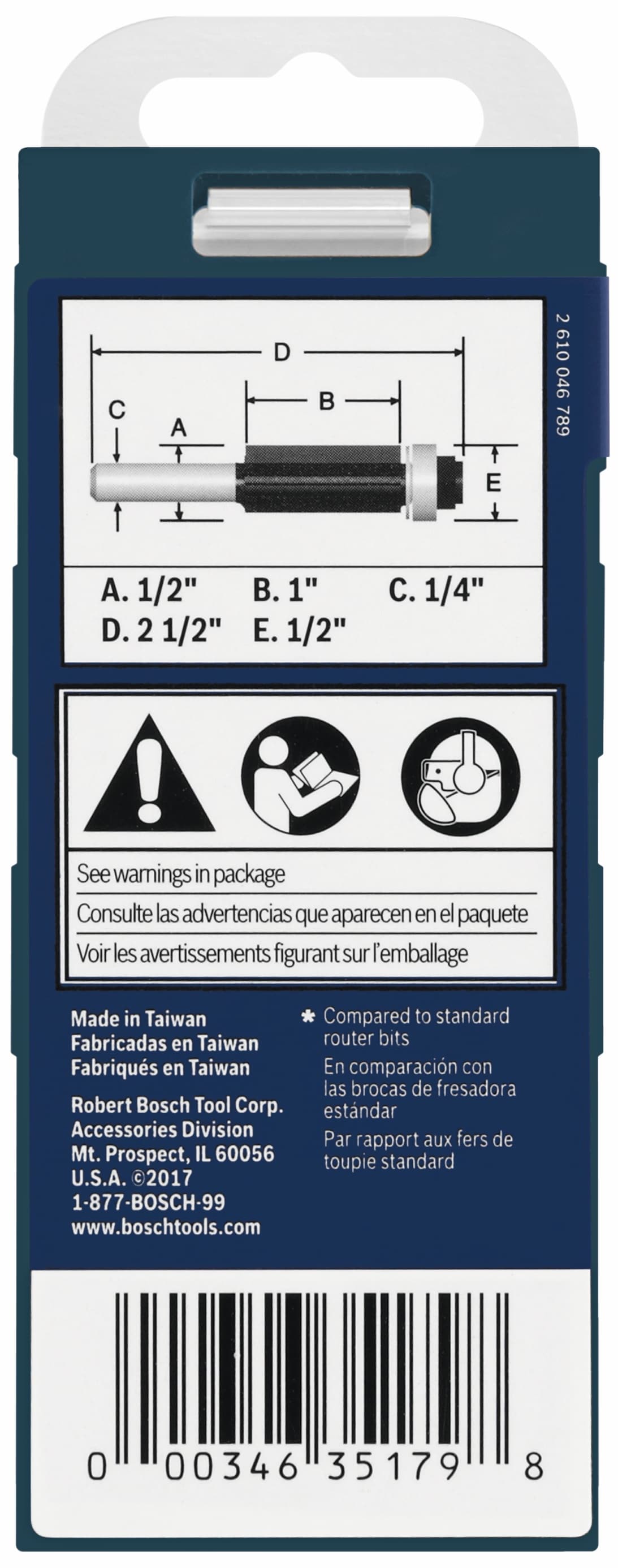 Broca para enrasar laminado con punta de carburo de 1/2 pulgadas Bosch 85216MC
