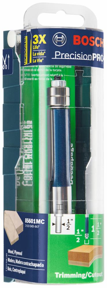 Broca para router con punta de carburo de 1/2 pulgada para plantillas/acabados 85601MC de Bosch