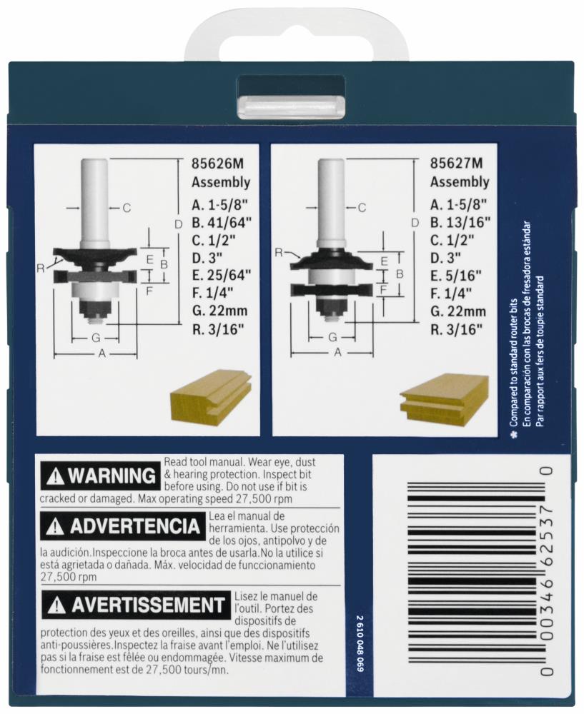 Broca para router Bosch 1-5/8 pulgadas para perfilar y ranurar 85625MC