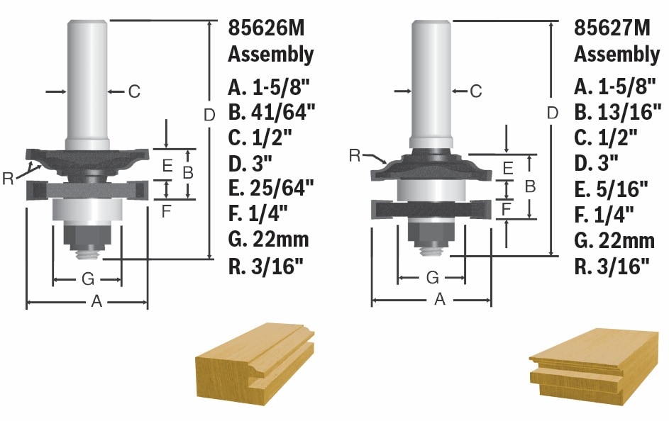 Broca para router Bosch 1-5/8 pulgadas para perfilar y ranurar 85625MC