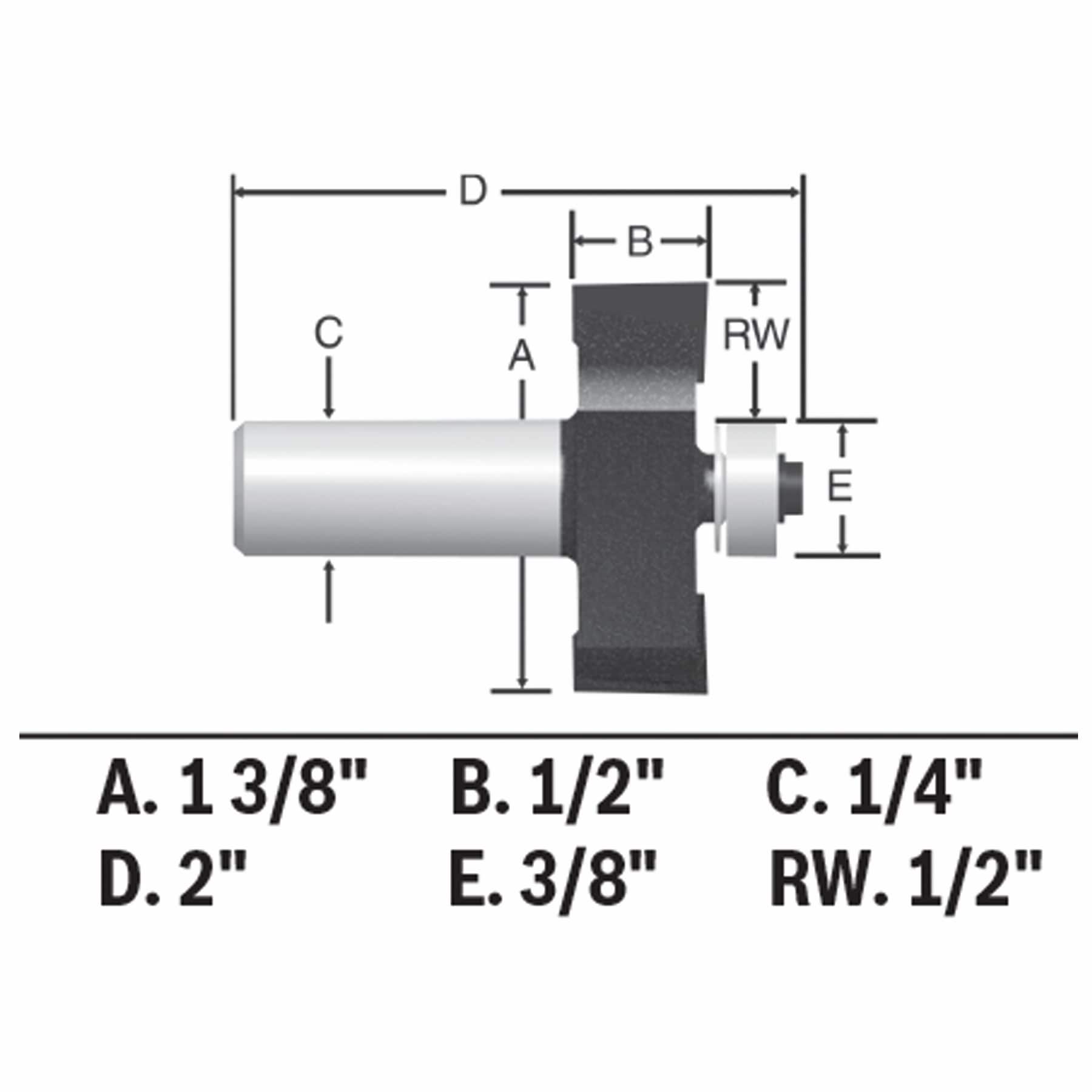 Broca para router con rodamiento de carburo de 1-3/8 pulgadas Bosch 85614MC