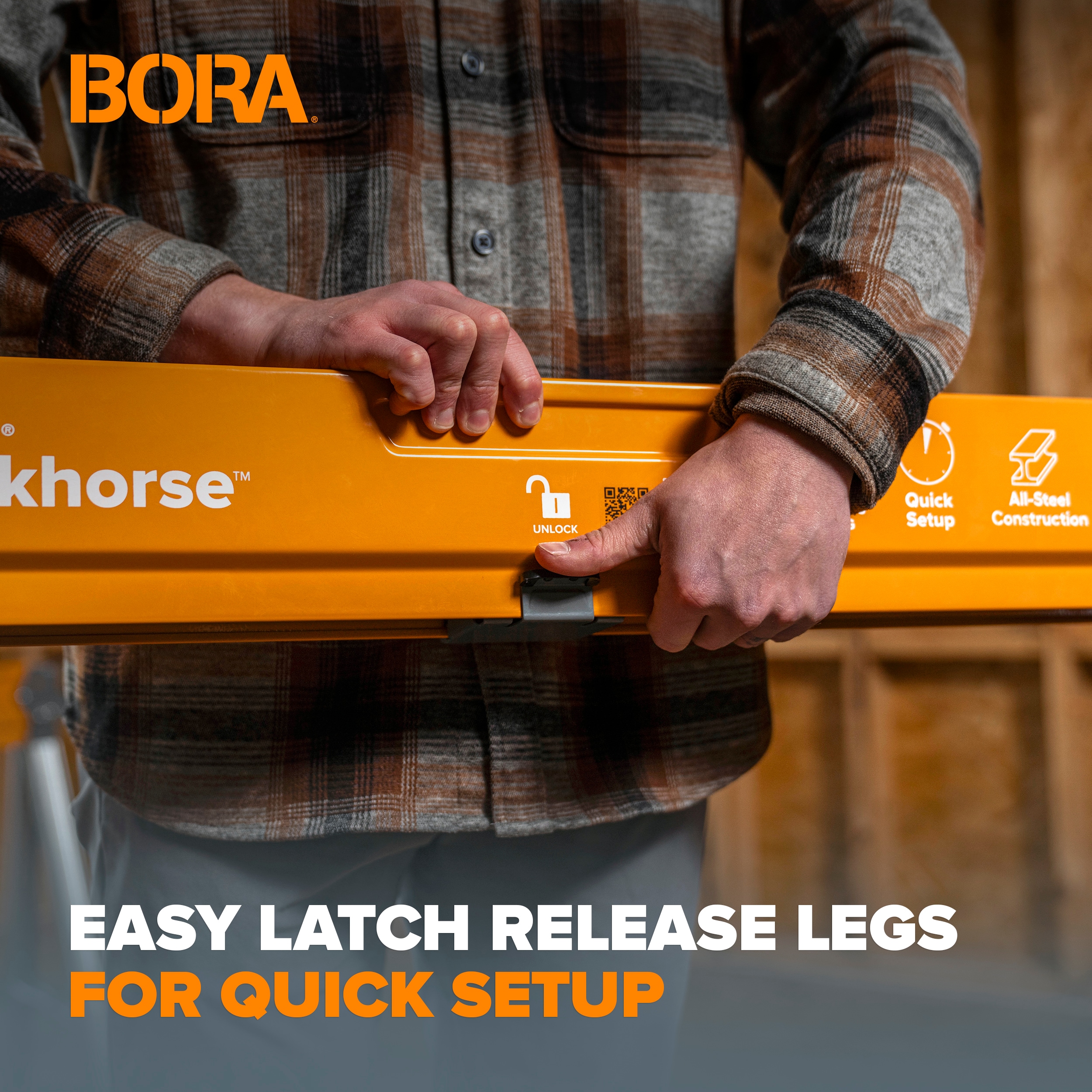 BORA Workhorse XT Caballo de Sierra Ajustable de Acero de 38 pulgadas de ancho por 30 pulgadas de alto (Capacidad de 1350 lb) PM-3360