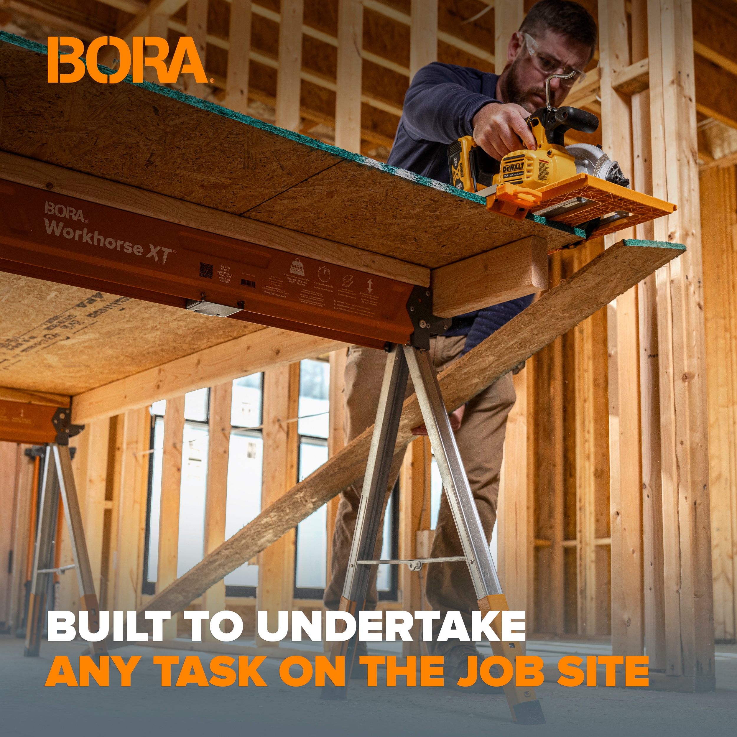 BORA Workhorse XT Caballo de Sierra Ajustable de Acero de 38 pulgadas de ancho por 30 pulgadas de alto (Capacidad de 1350 lb) PM-3360