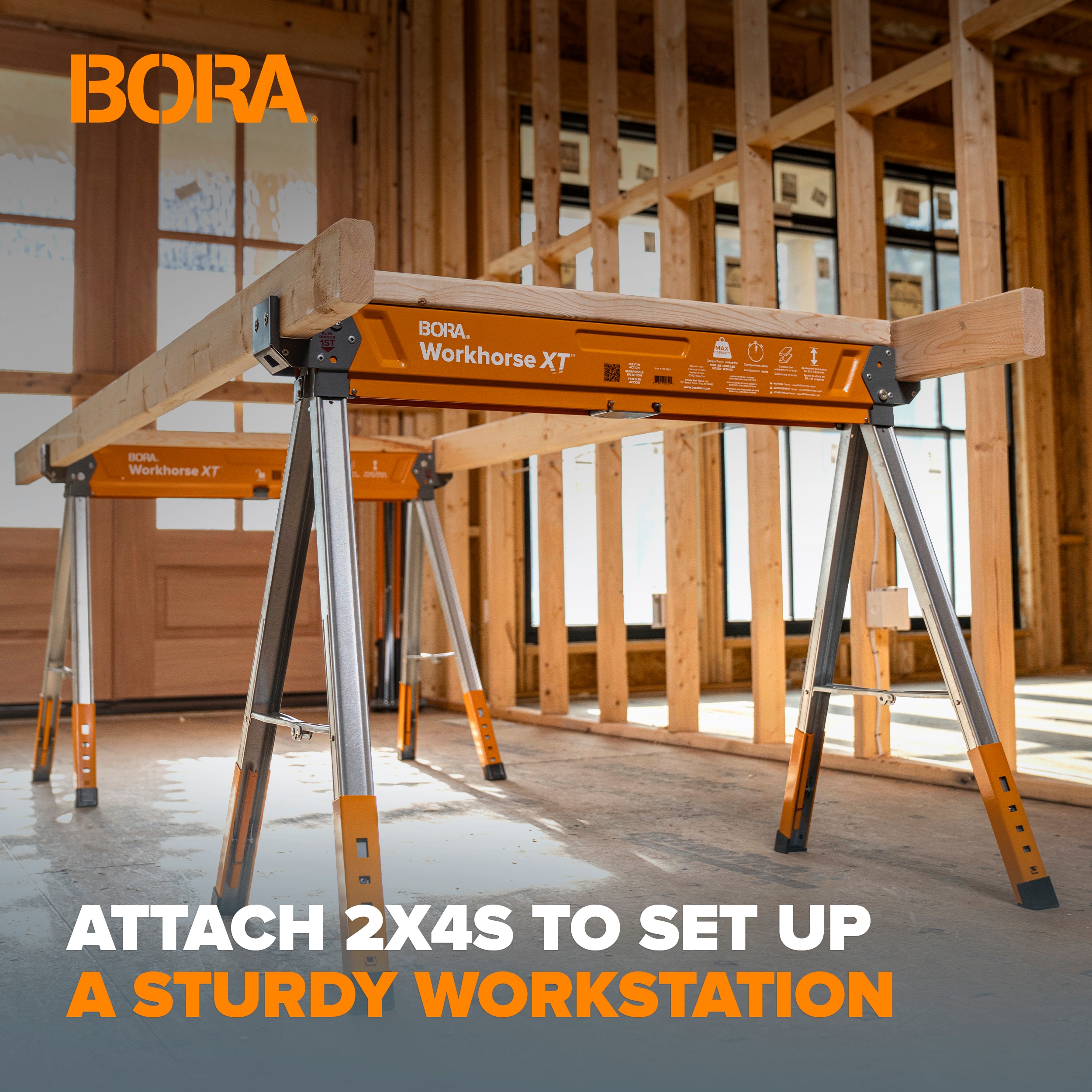 BORA Workhorse XT Caballo de Sierra Ajustable de Acero de 38 pulgadas de ancho por 30 pulgadas de alto (Capacidad de 1350 lb) PM-3360