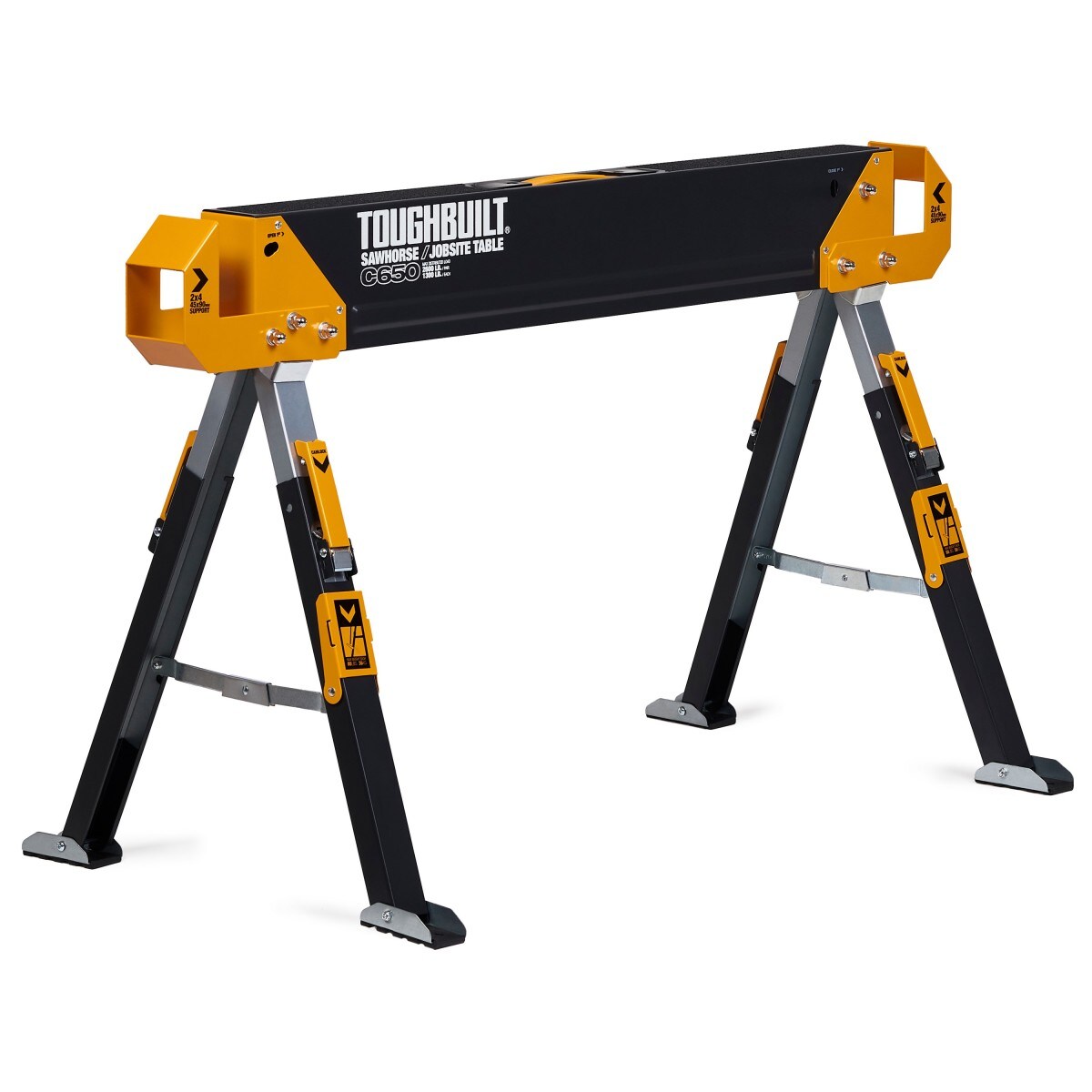 Caballo de sierra de acero ajustable TOUGHBUILT C650-2 de 42.4 pulgadas de ancho x 32.09 pulgadas de alto (capacidad de 1300 lbs) TB-C650-2