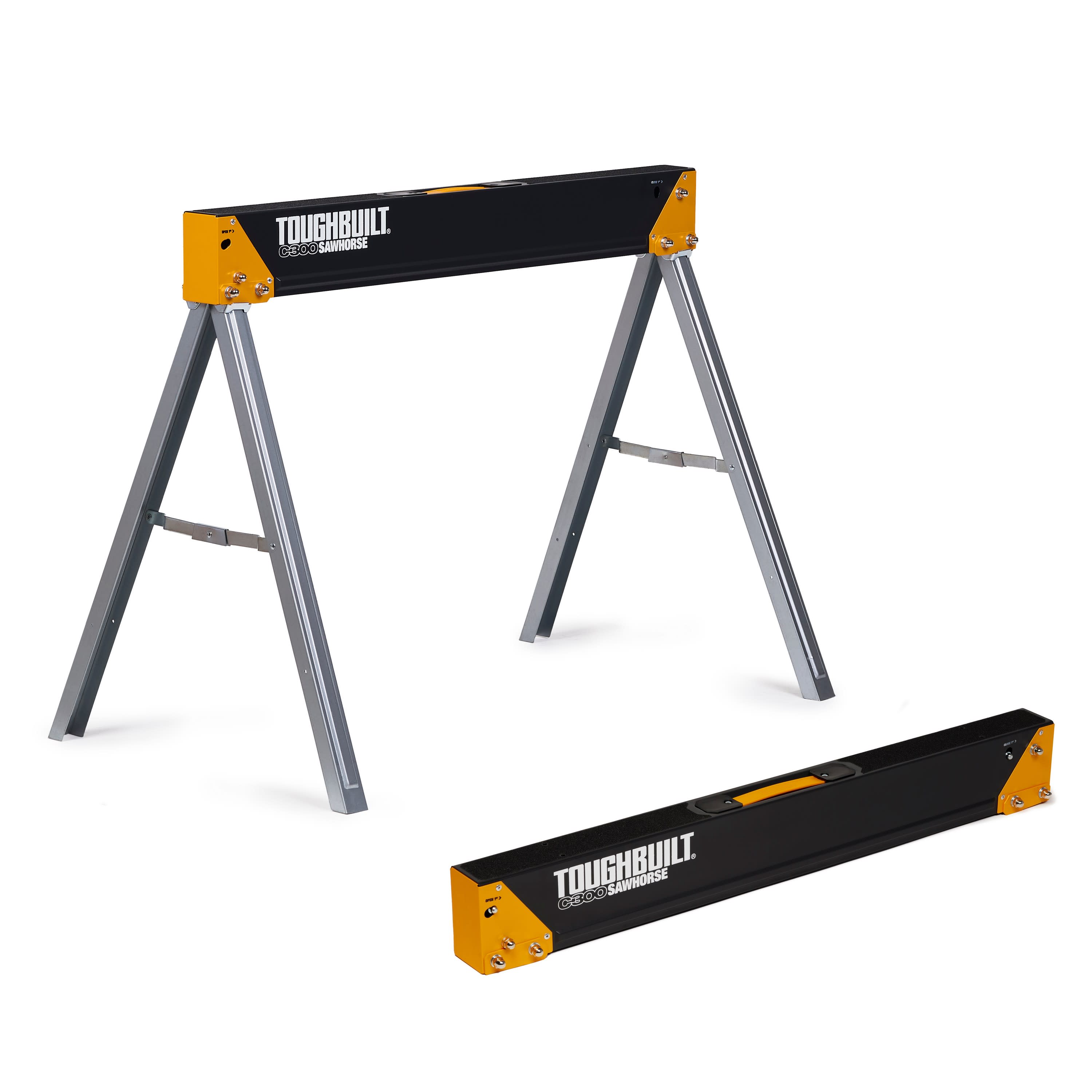 Caballo de aserradero de acero TOUGHBUILT C300-2 2-pack de 35.51 pulgadas de ancho x 28.54 pulgadas de alto (Capacidad de 2200 lb) TB-C300-2