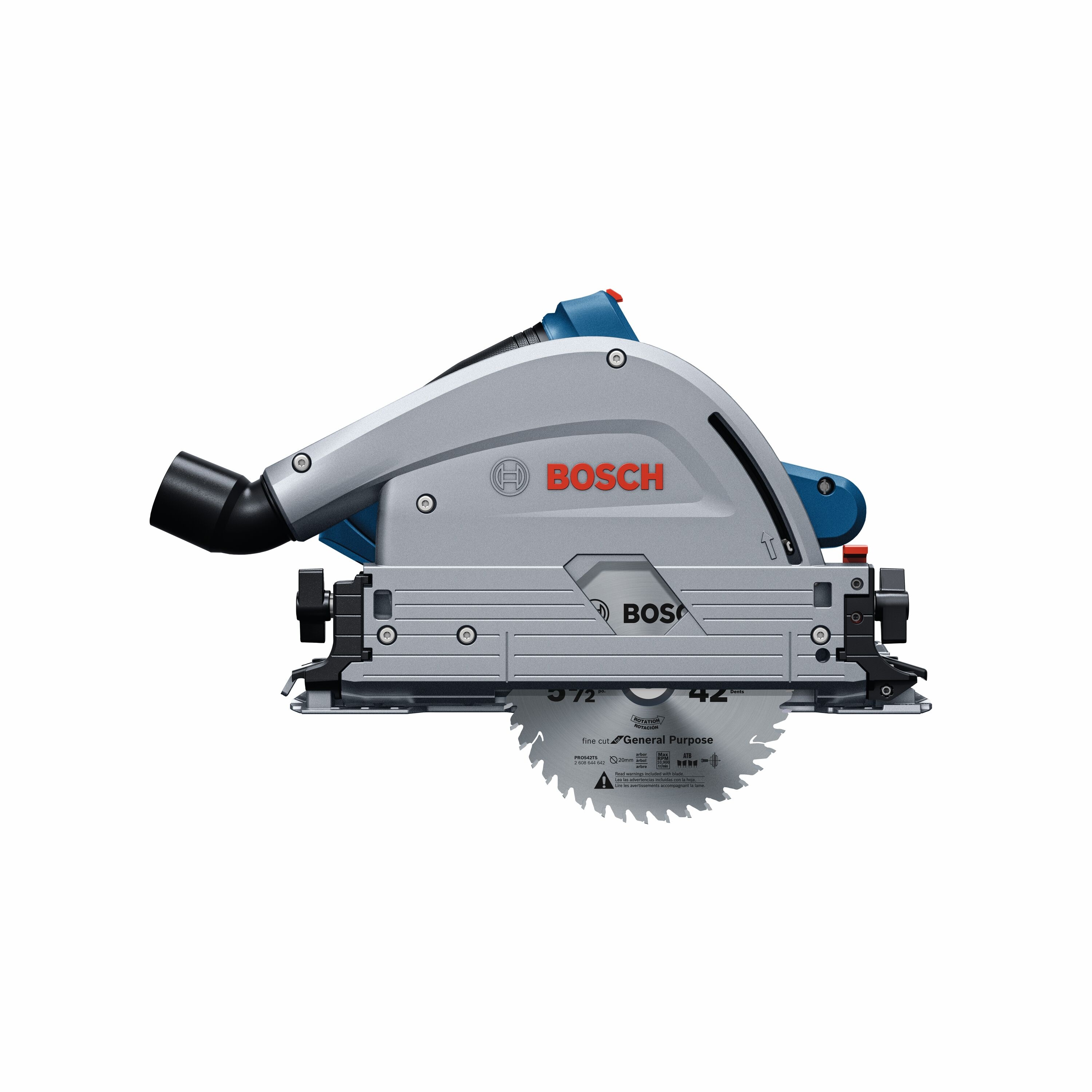 Sierra circular sin escobillas inalámbrica de inmersión/guía Bosch Profactor de 18 voltios y 8.0 amperios, con batería incluida (GKT18V-20GCL14)