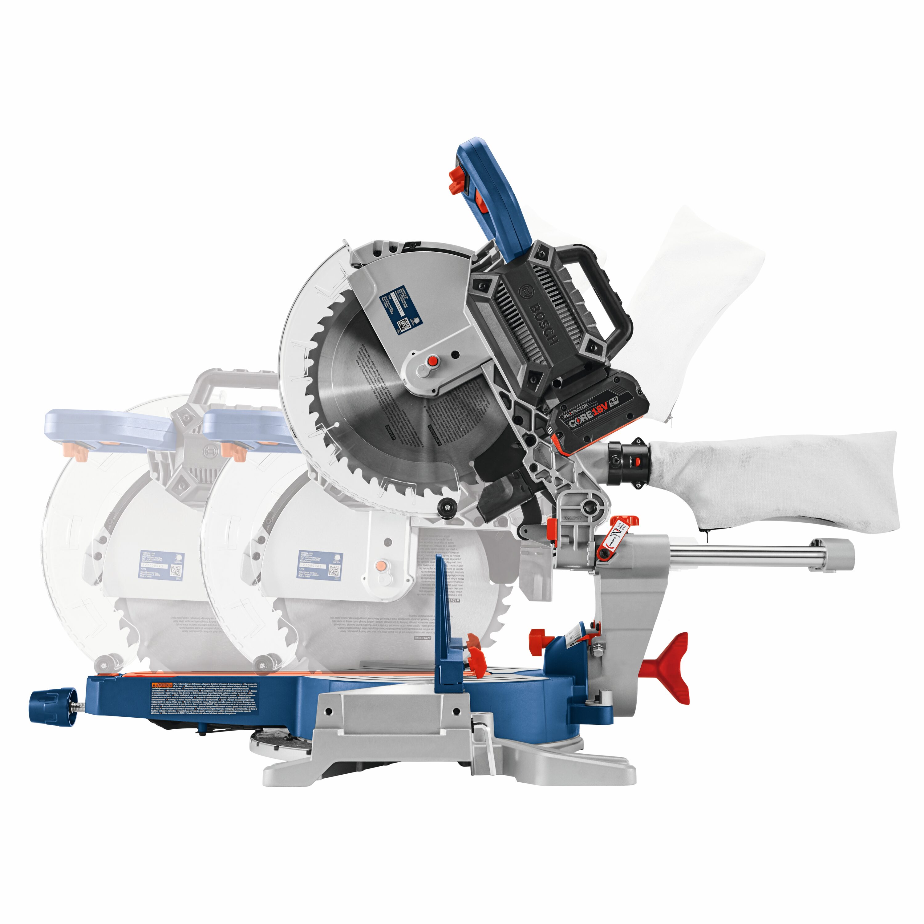 Sierra ingleteadora deslizante inalámbrica de doble bisel de 18 voltios de 12 pulgadas con batería de 8 amperios - Modelo GCM18V-12SDN14 de Bosch