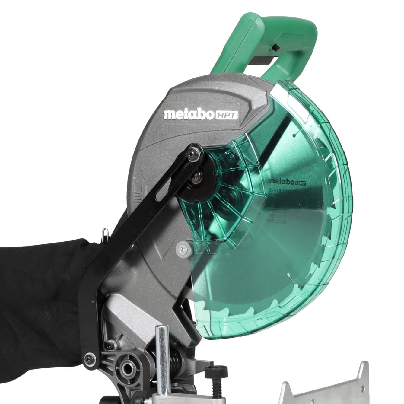 Sierra de inglete compuesta con bisel sencillo de 10 pulgadas y 15 amperios con cable Metabo HPT C10FCGSM