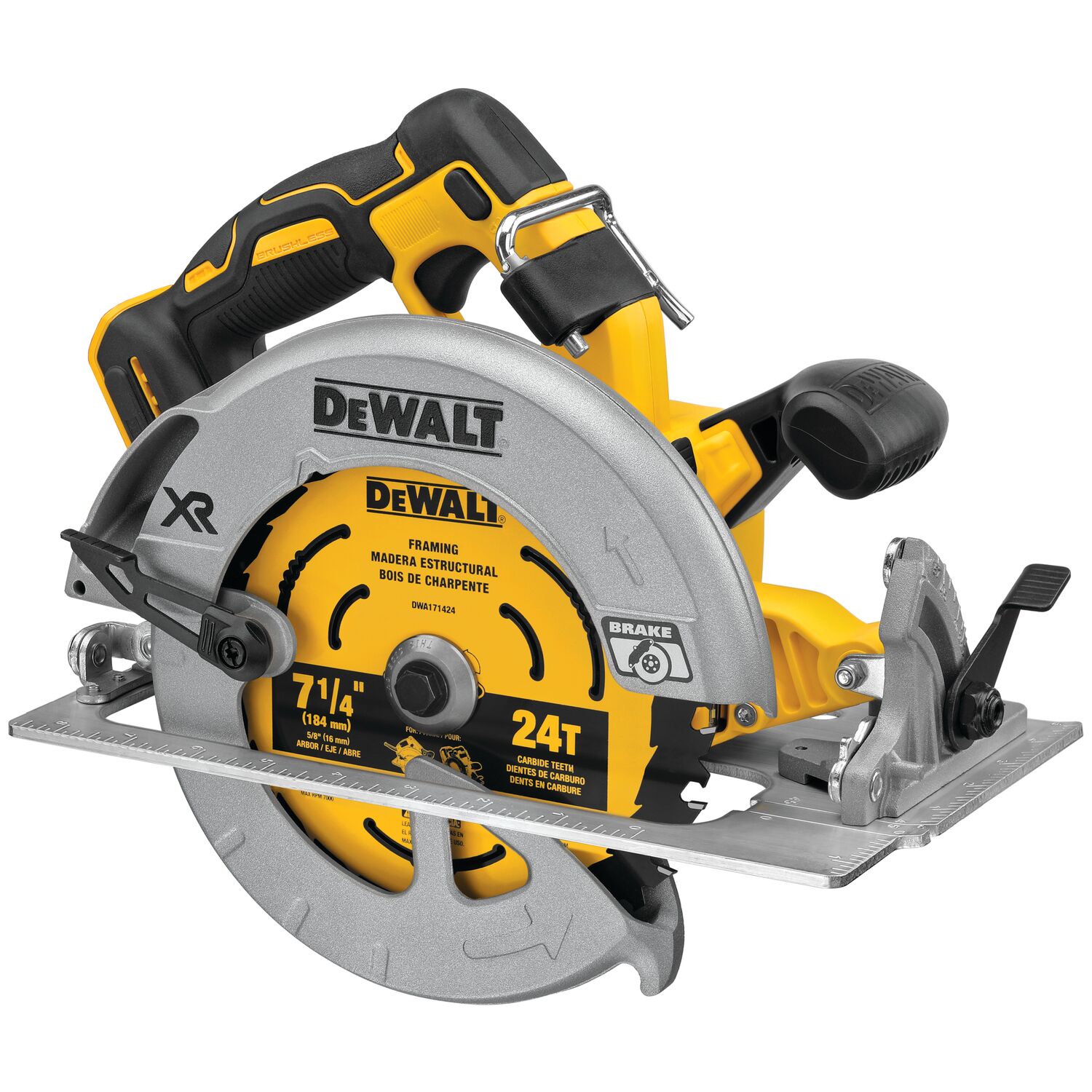 Sierra circular inalámbrica DEWALT XR POWER DETECT de 20 voltios, 7-1/4 pulgadas máx. DCS574B