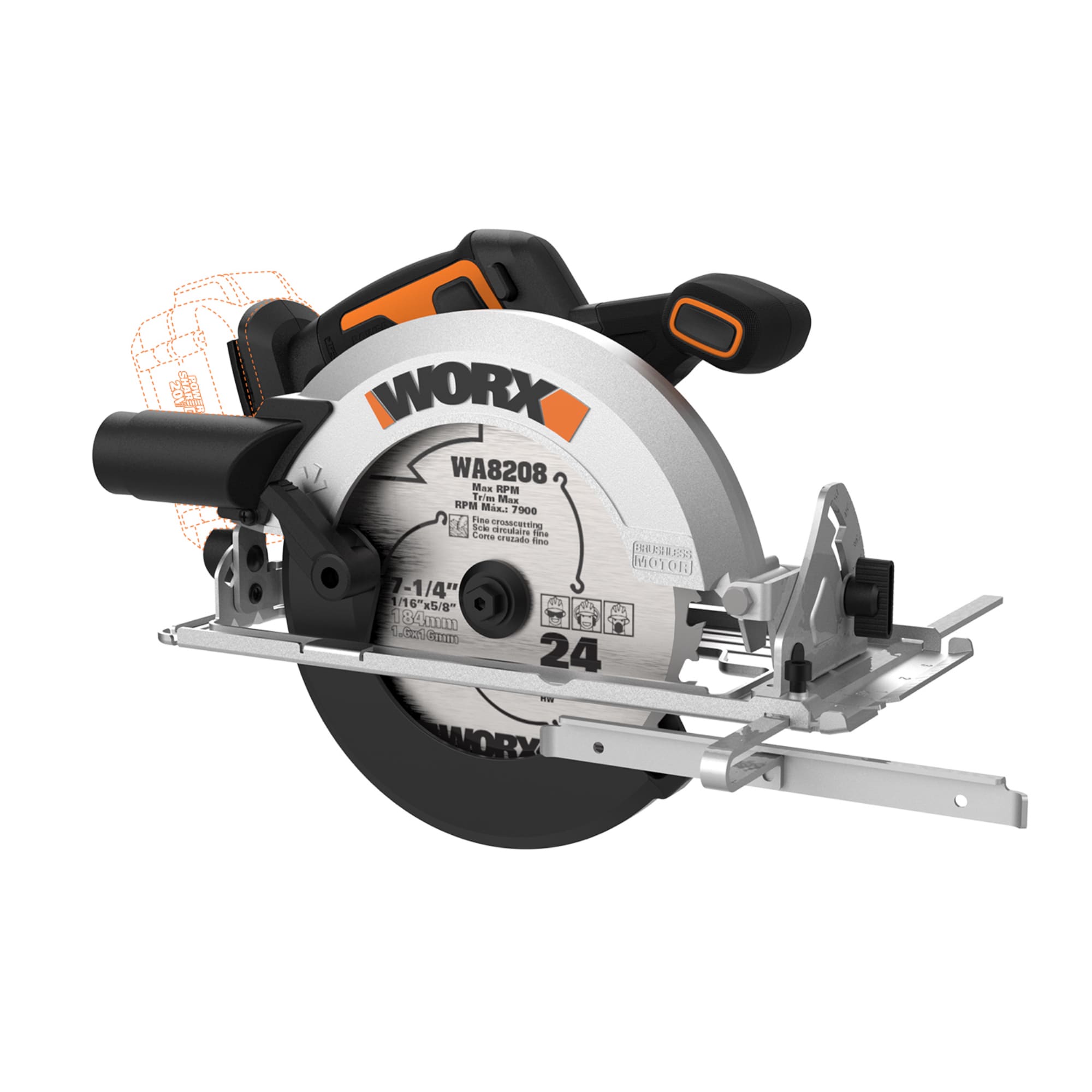 Sierra circular inalámbrica sin escobillas WORX Nitro Power Share 20-volt Max 7-1/4 pulgadas WX520L.9