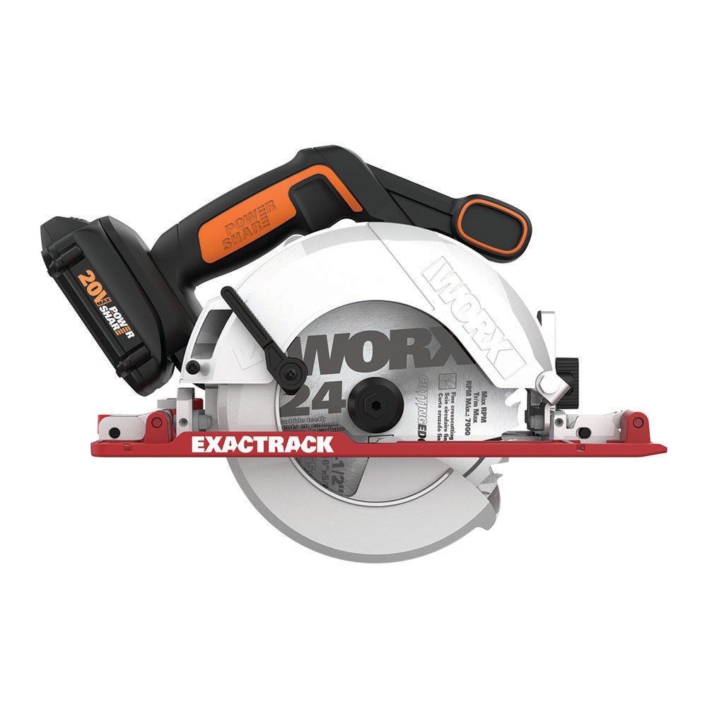 Sierra circular inalámbrica WORX 20 voltios Max 6-1/2 pulgadas (batería incluida) WX530L