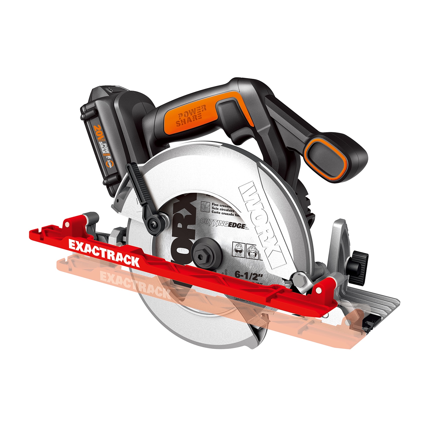Sierra circular inalámbrica WORX 20 voltios Max 6-1/2 pulgadas (batería incluida) WX530L