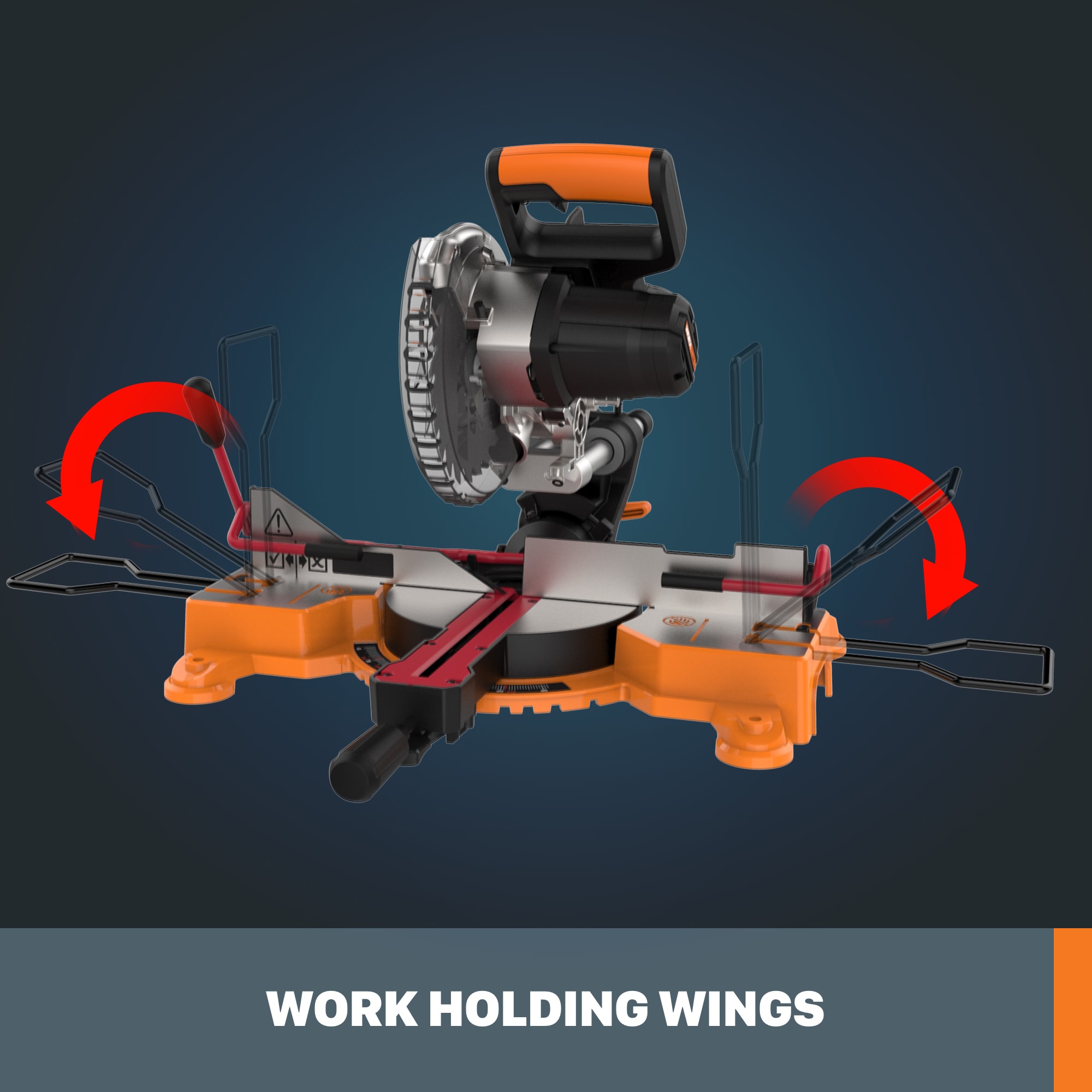 Sierra ingletadora compuesta inalámbrica de un solo bisel deslizante WORX Power Share de 20 voltios con batería incluida de 7-1/4 pulgadas.