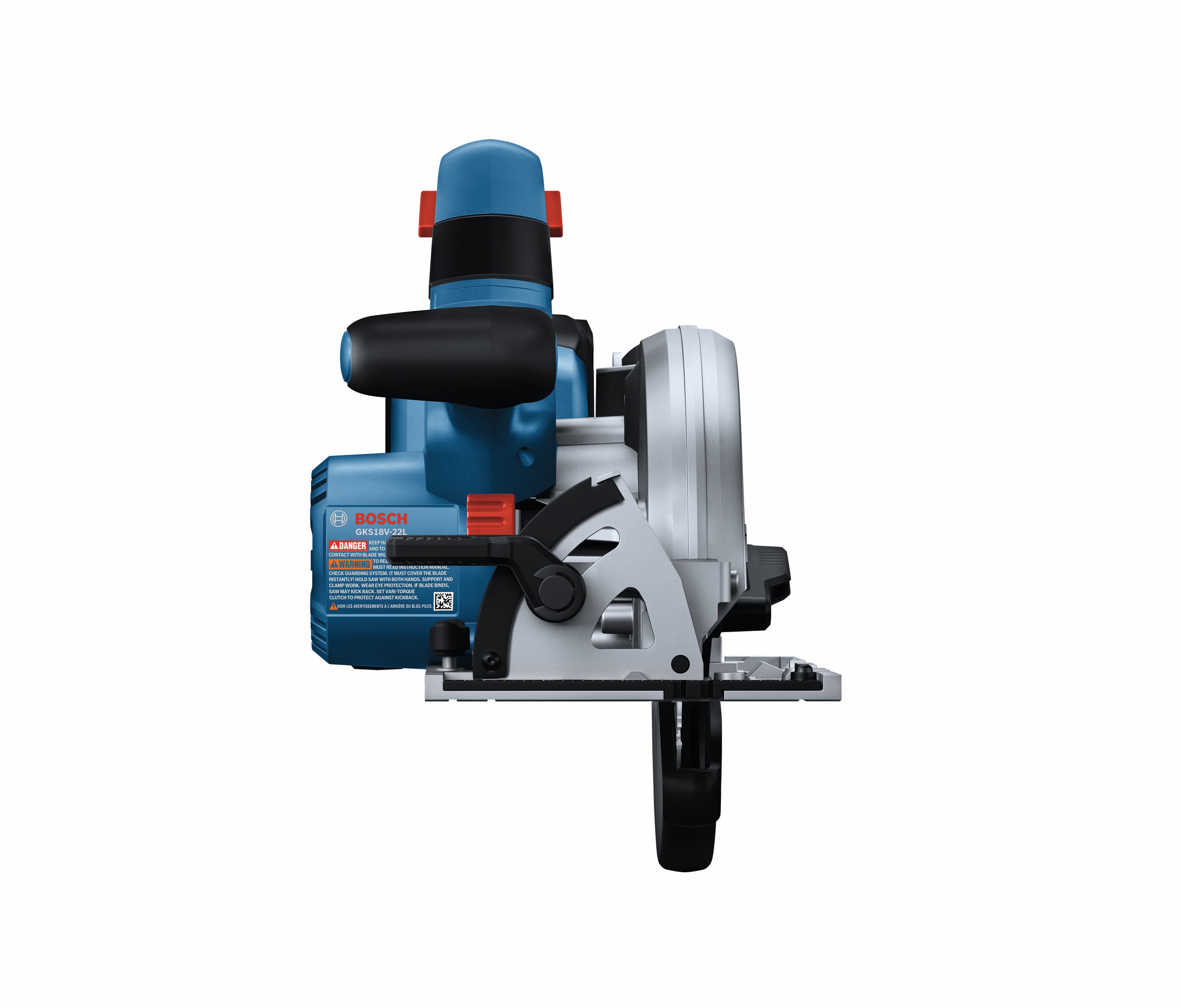 Sierra circular inalámbrica sin escobillas Bosch de 18 voltios y 4 amperios con sistema de transmisión por gusano de 6-1/2 pulgadas (batería incluida) - GKS18V-22LB25
