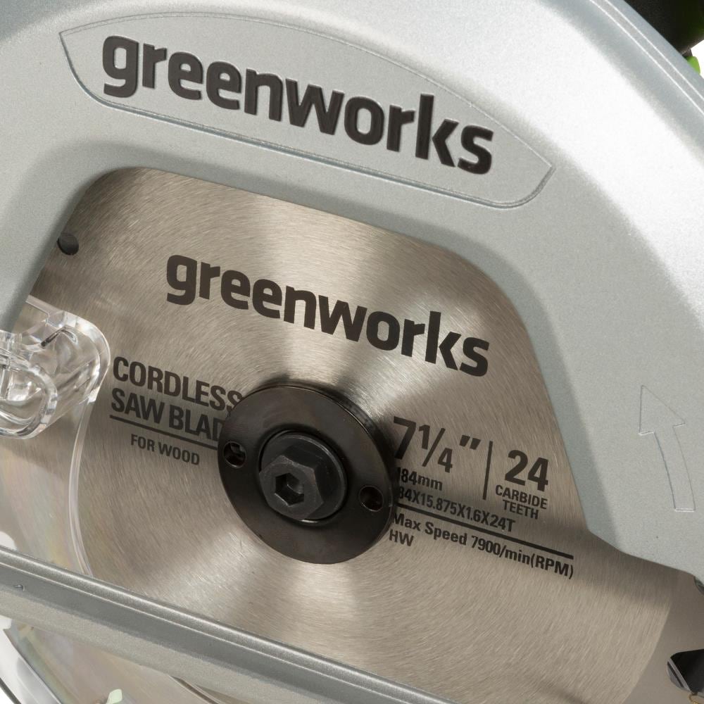 Sierra circular inalámbrica Greenworks de 24 voltios y 7-1/4 pulgadas CR24L00