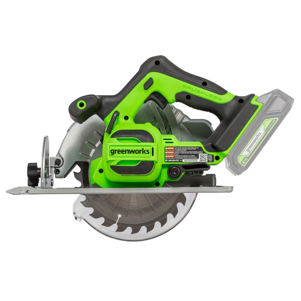 Sierra circular inalámbrica Greenworks de 24 voltios y 7-1/4 pulgadas CR24L00