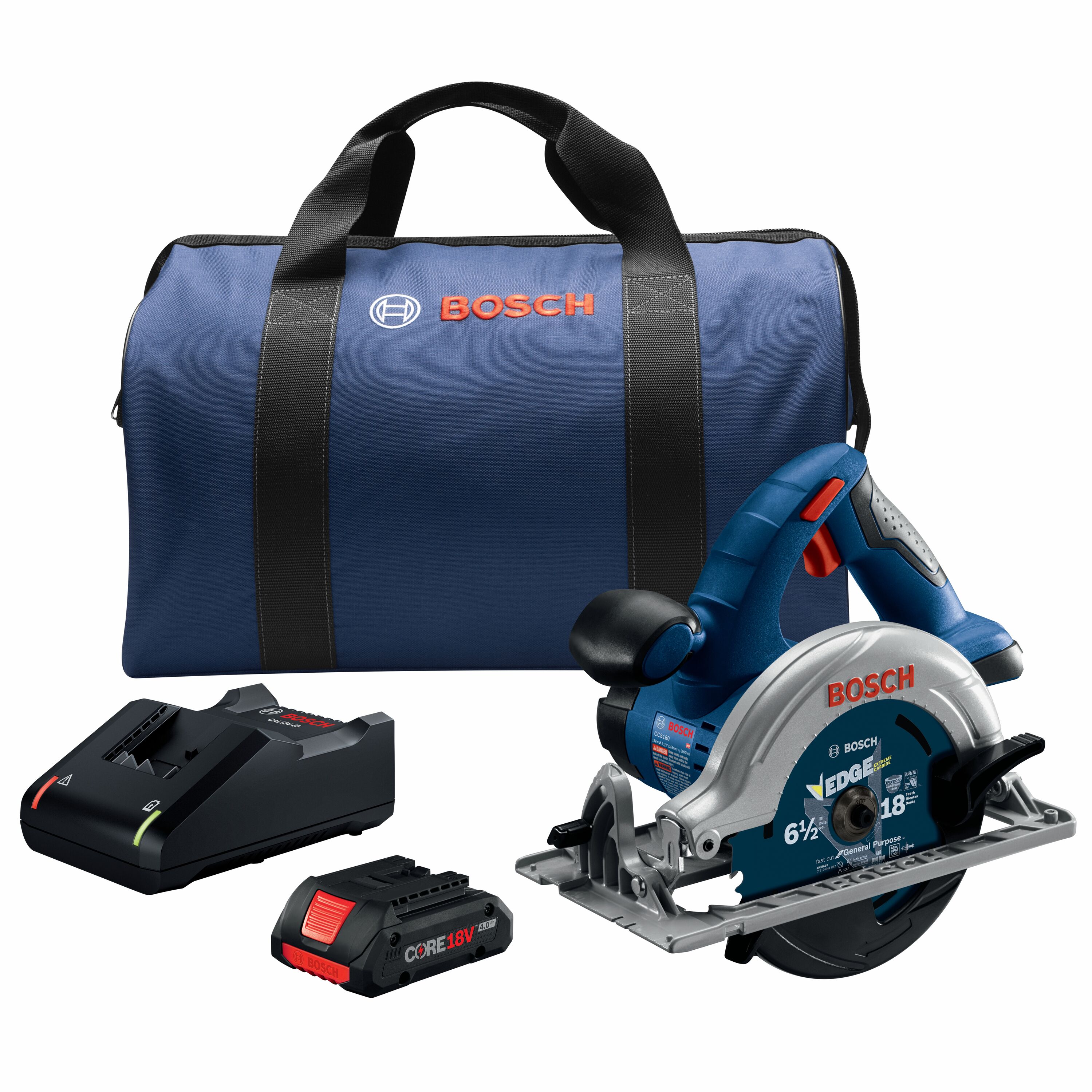 Sierra circular inalámbrica Bosch de 18 voltios con batería de 4 amperios y 6-1/2 pulgadas (incluida) CCS180-B15