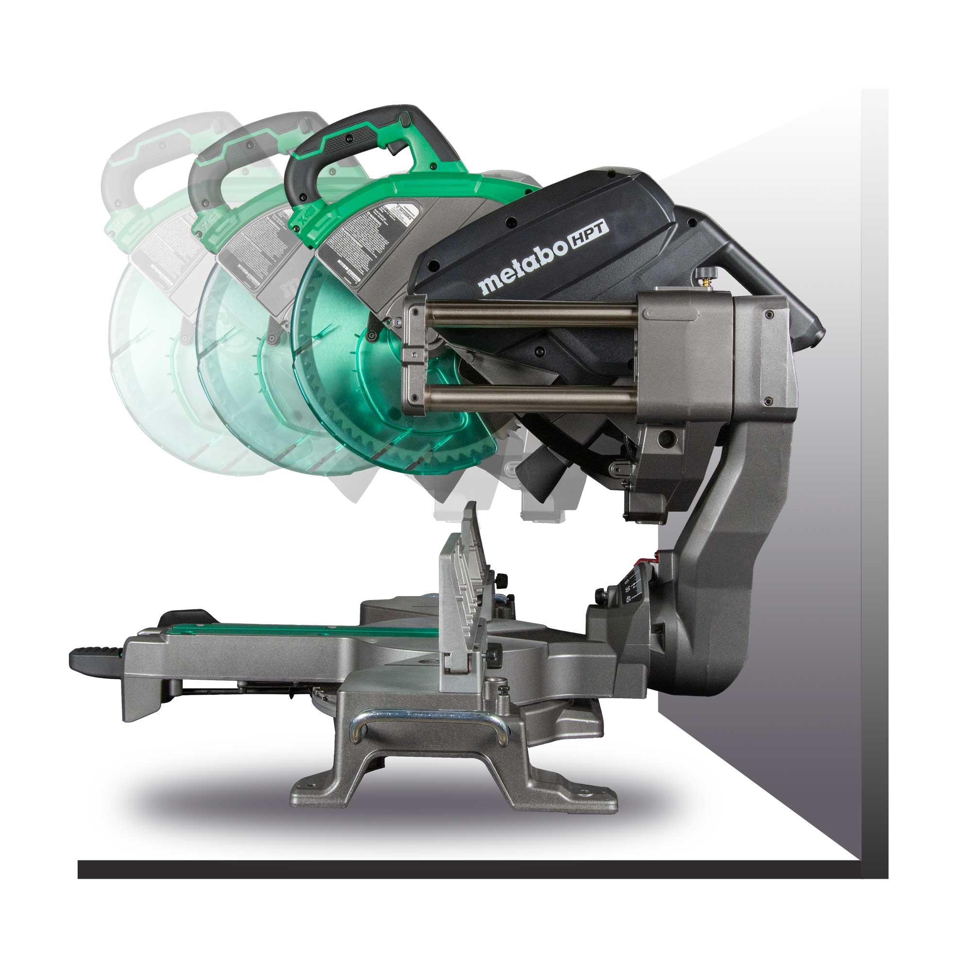Sierra ingletadora inalámbrica de doble bisel deslizante Metabo HPT 12 pulgadas 15 amperios 36 voltios con guía láser C3612DRAQ4M