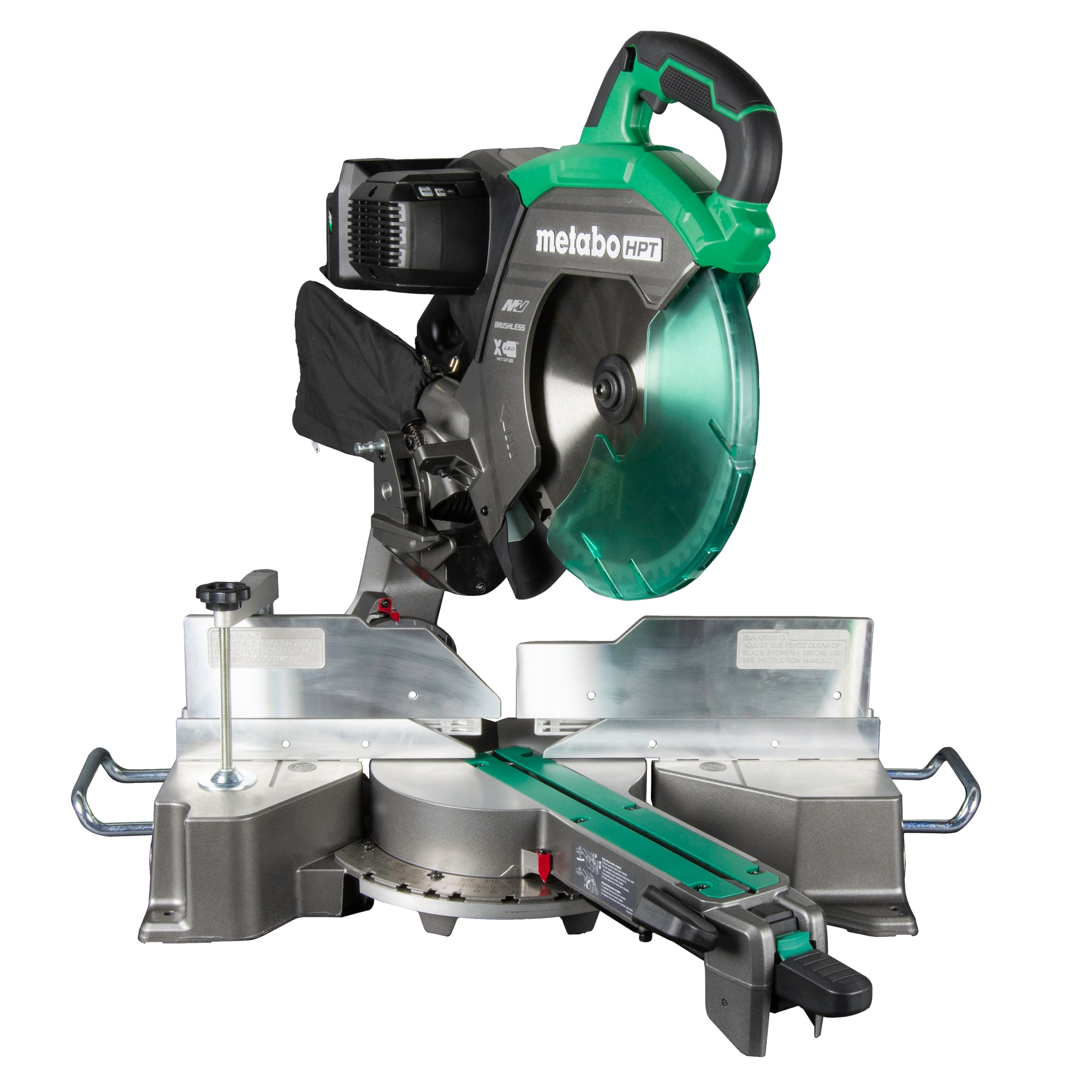 Sierra ingletadora inalámbrica de doble bisel deslizante Metabo HPT 12 pulgadas 15 amperios 36 voltios con guía láser C3612DRAQ4M