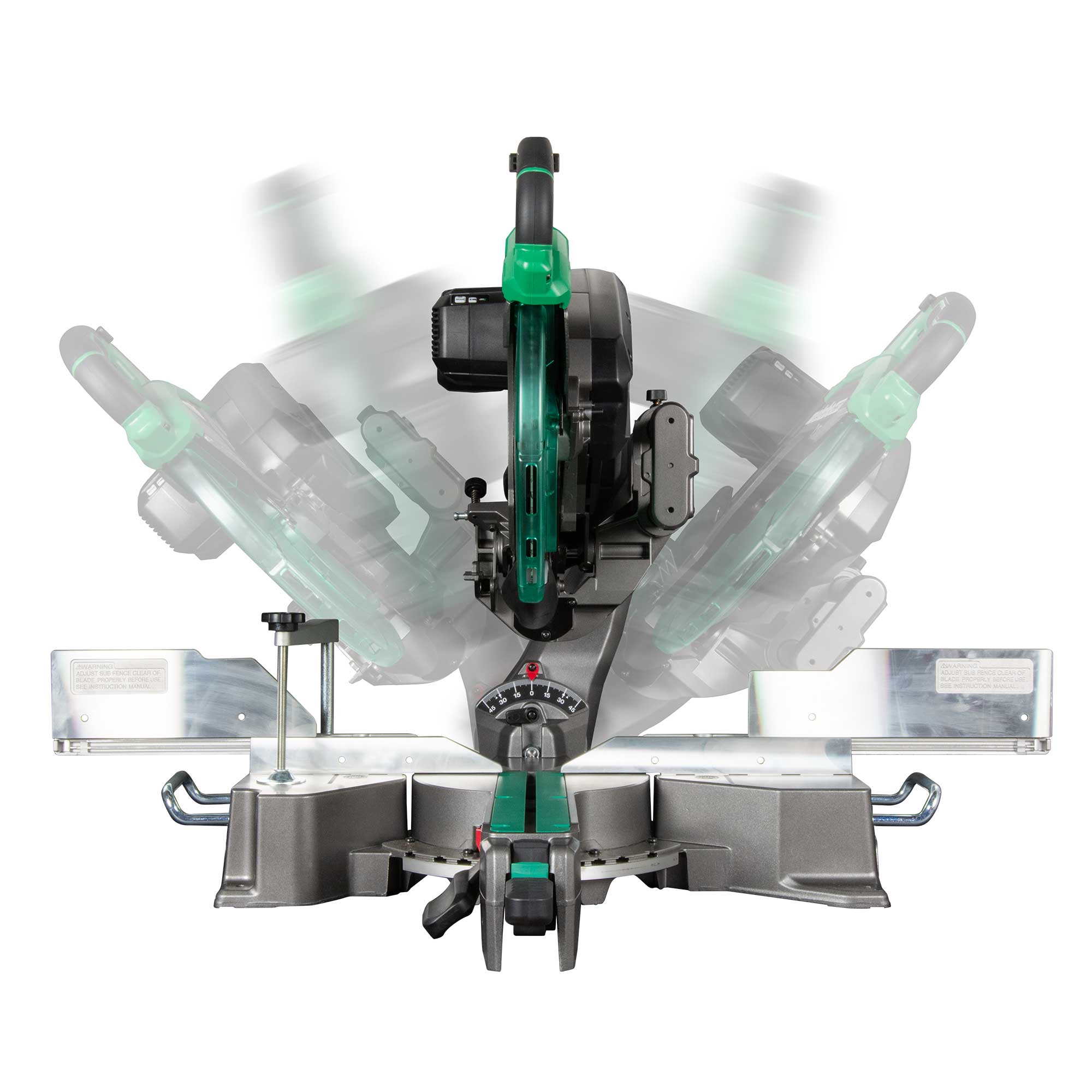 Sierra ingletadora inalámbrica de doble bisel deslizante Metabo HPT 12 pulgadas 15 amperios 36 voltios con guía láser C3612DRAQ4M