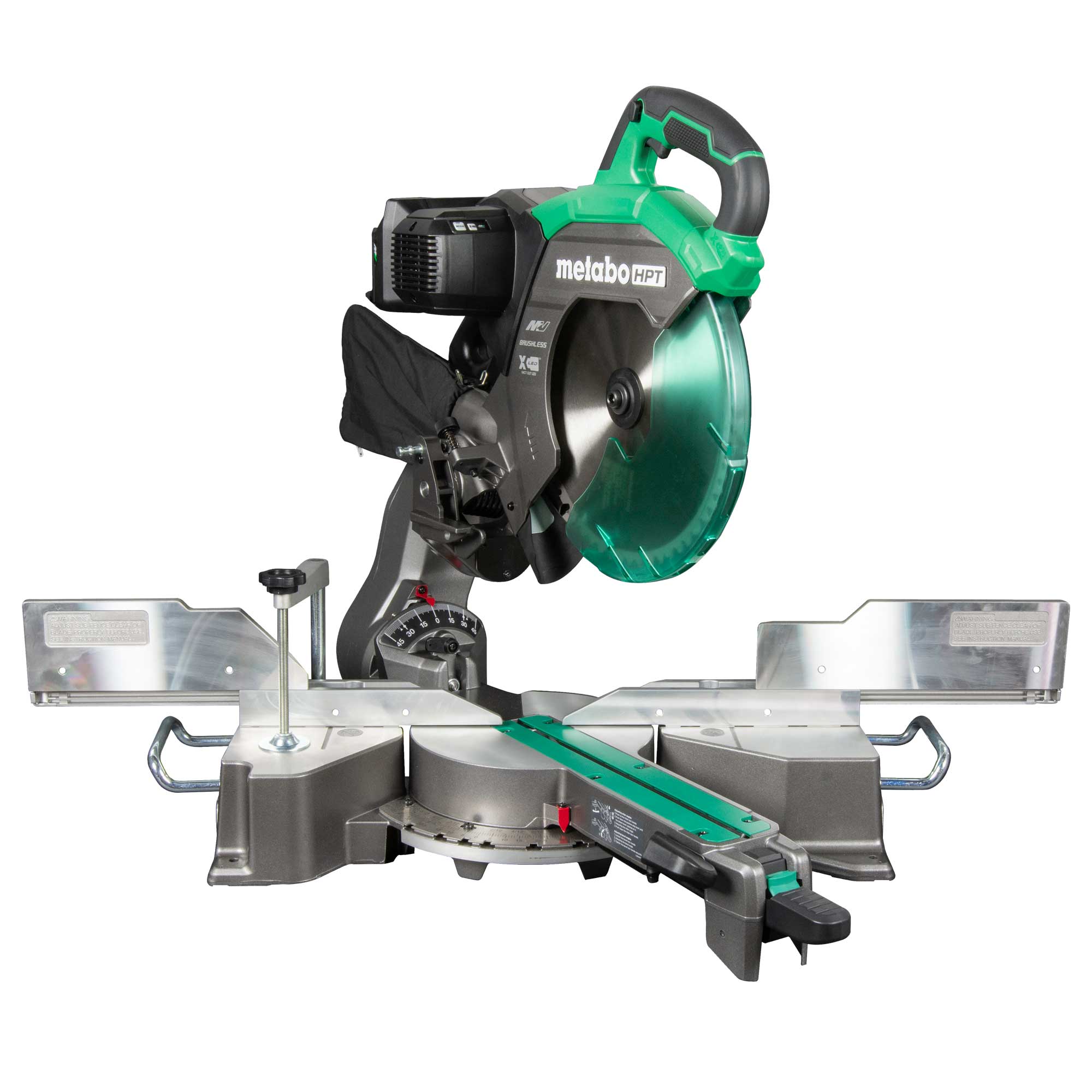 Sierra ingletadora inalámbrica de doble bisel deslizante Metabo HPT 12 pulgadas 15 amperios 36 voltios con guía láser C3612DRAQ4M