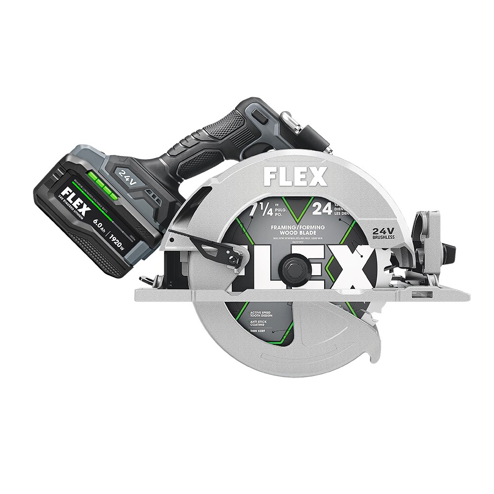 Sierra circular inalámbrica sin escobillas FLEX de 24 voltios y 7-1/4 pulgadas (Incluye batería) FX2141-1J