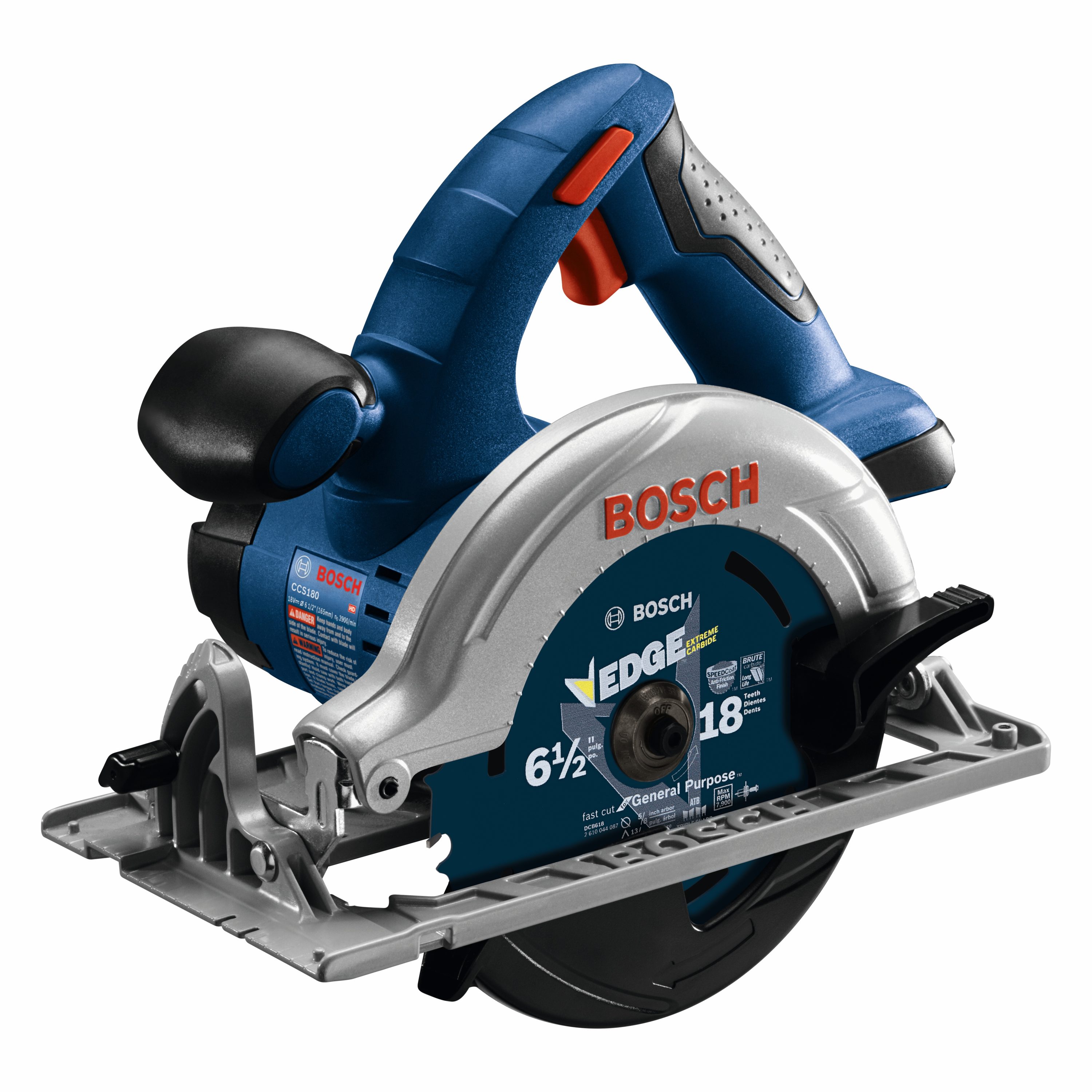 Sierra circular inalámbrica Bosch de 18 voltios con batería de 2 amperios y 6-1/2 pulgadas CCS180B