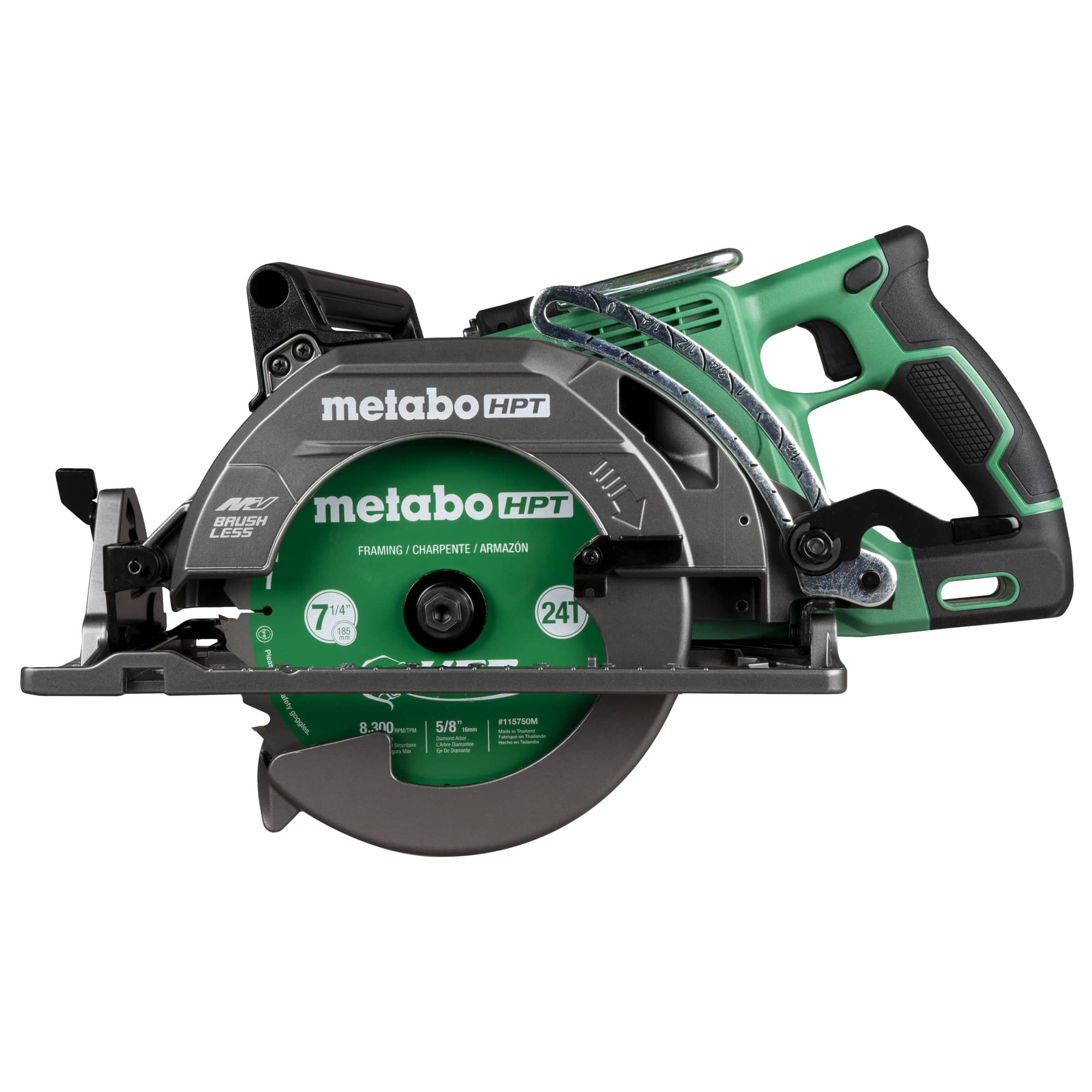 Sierra circular híbrida con capacidad multi-voltaje de 36 voltios y sin escobillas de 7-1/4 pulgadas Metabo HPT C3607DWAQ4M