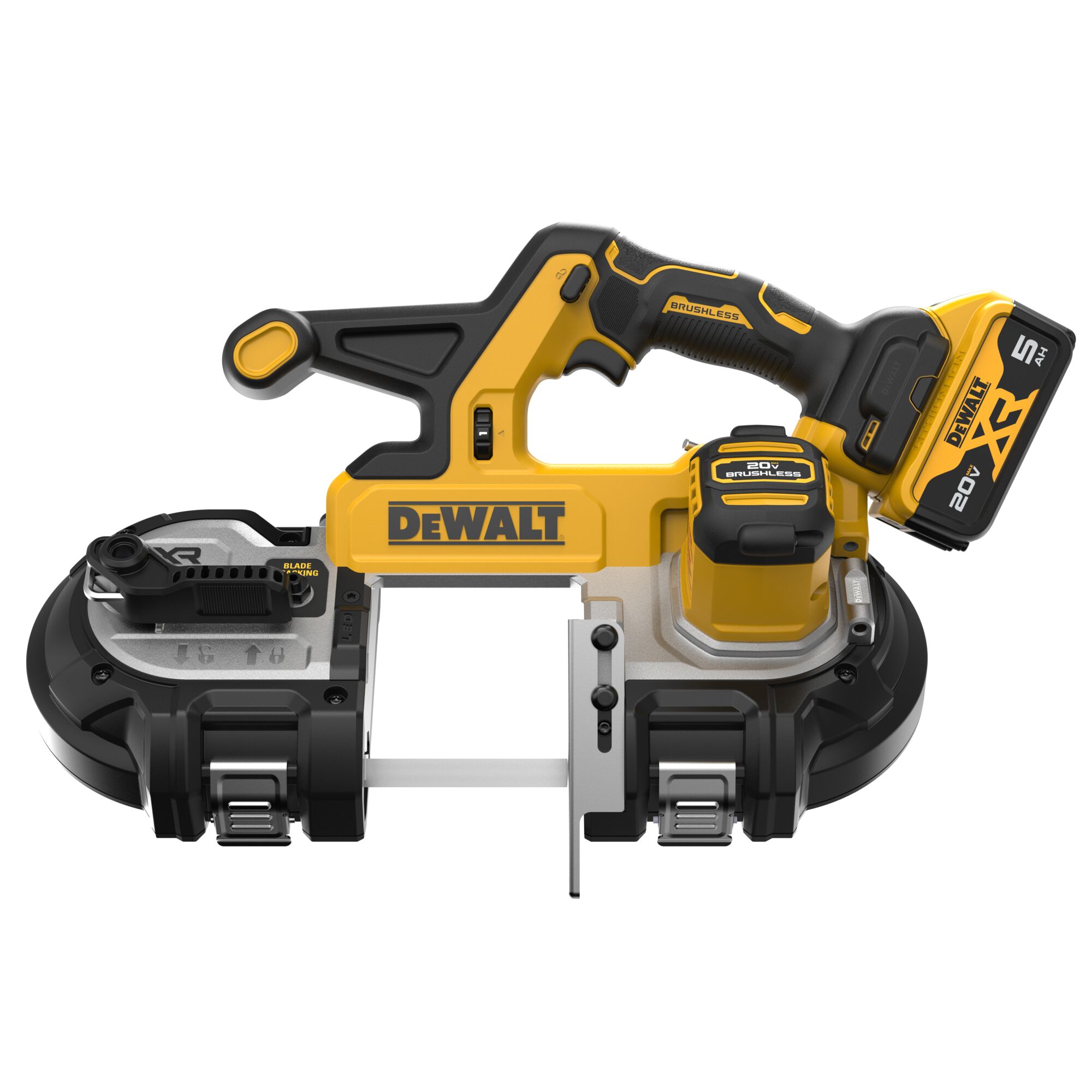 Sierra de cinta portátil DEWALT de 20 voltios y 3.375 pulgadas (batería incluida) DCS378P1
