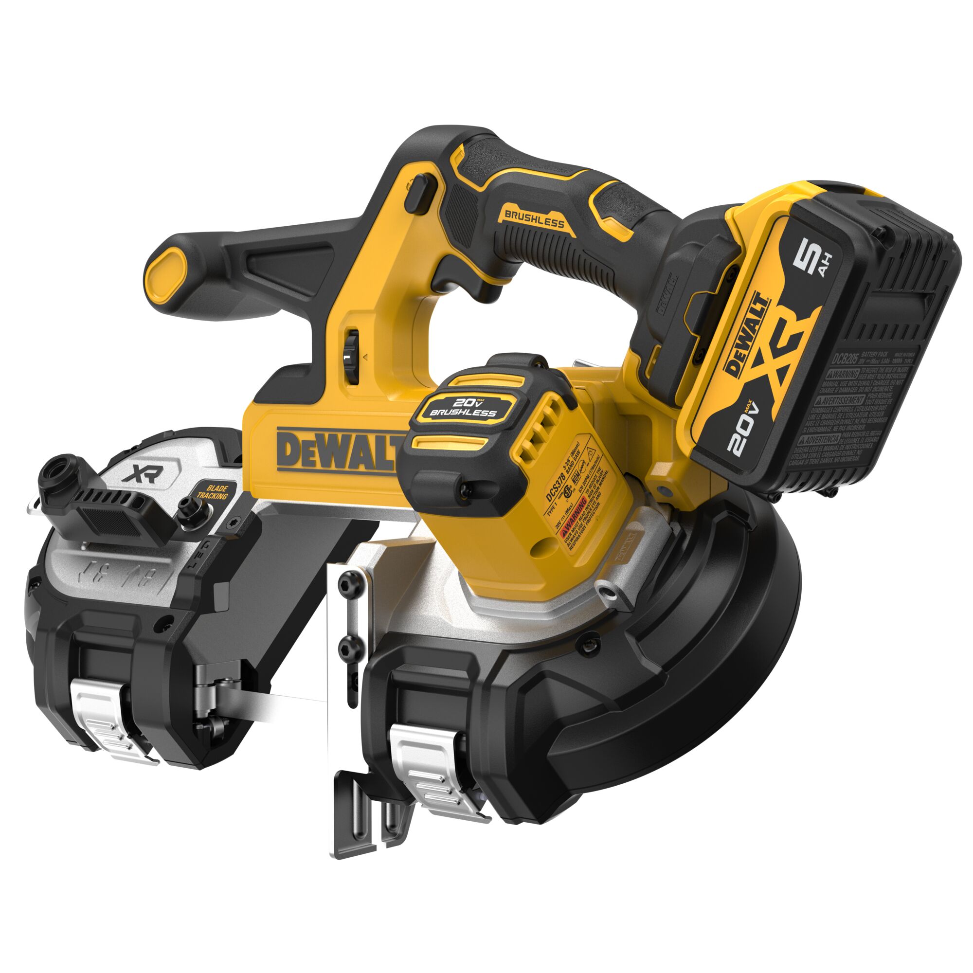 Sierra de cinta portátil DEWALT de 20 voltios y 3.375 pulgadas (batería incluida) DCS378P1