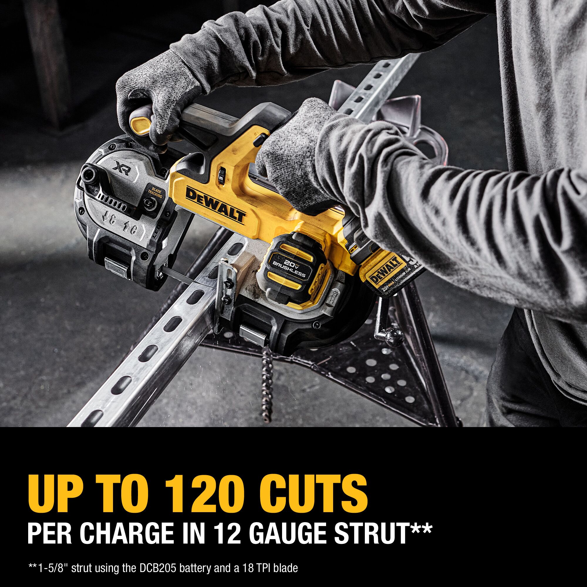 Sierra de cinta portátil DEWALT de 20 voltios y 3.375 pulgadas (batería incluida) DCS378P1