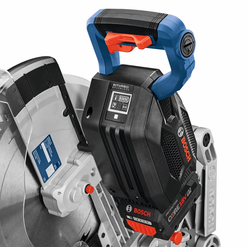 Sierra ingletadora inalámbrica Bosch PROFACTOR de 12 pulgadas, 8 amperios y 18 voltios con doble bisel y guía láser (batería incluida) GCM18V-12GDCN14