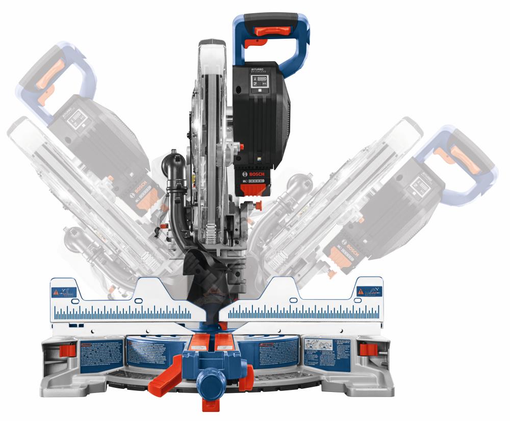 Sierra ingletadora inalámbrica Bosch PROFACTOR de 12 pulgadas, 8 amperios y 18 voltios con doble bisel y guía láser (batería incluida) GCM18V-12GDCN14