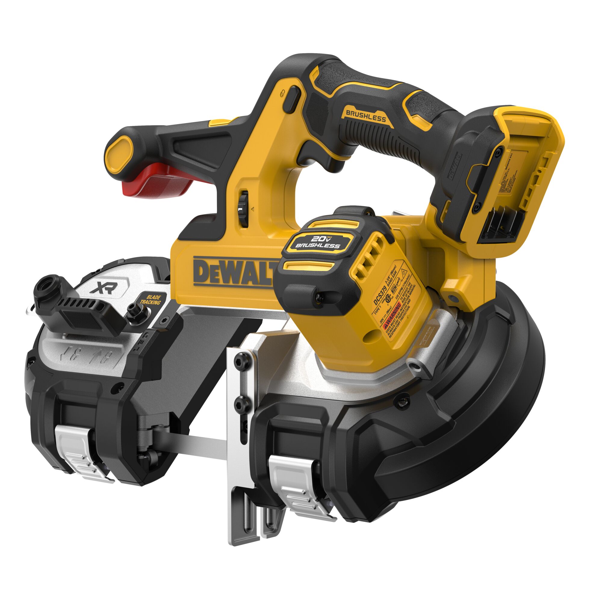Sierra de cinta portátil DEWALT de 20 voltios con hoja de 3.375 pulgadas (batería no incluida) DCS379B