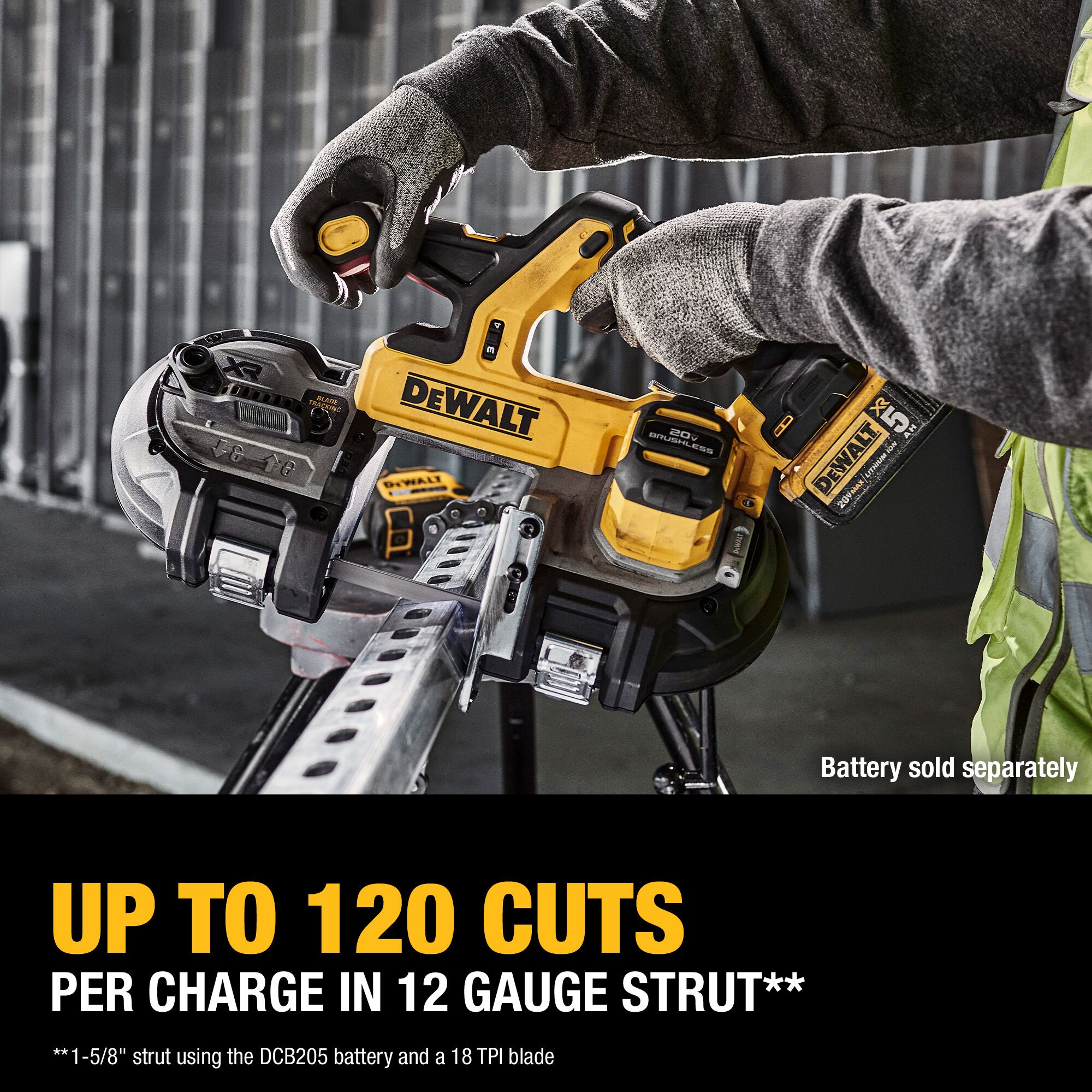 Sierra de cinta portátil DEWALT de 20 voltios con hoja de 3.375 pulgadas (batería no incluida) DCS379B