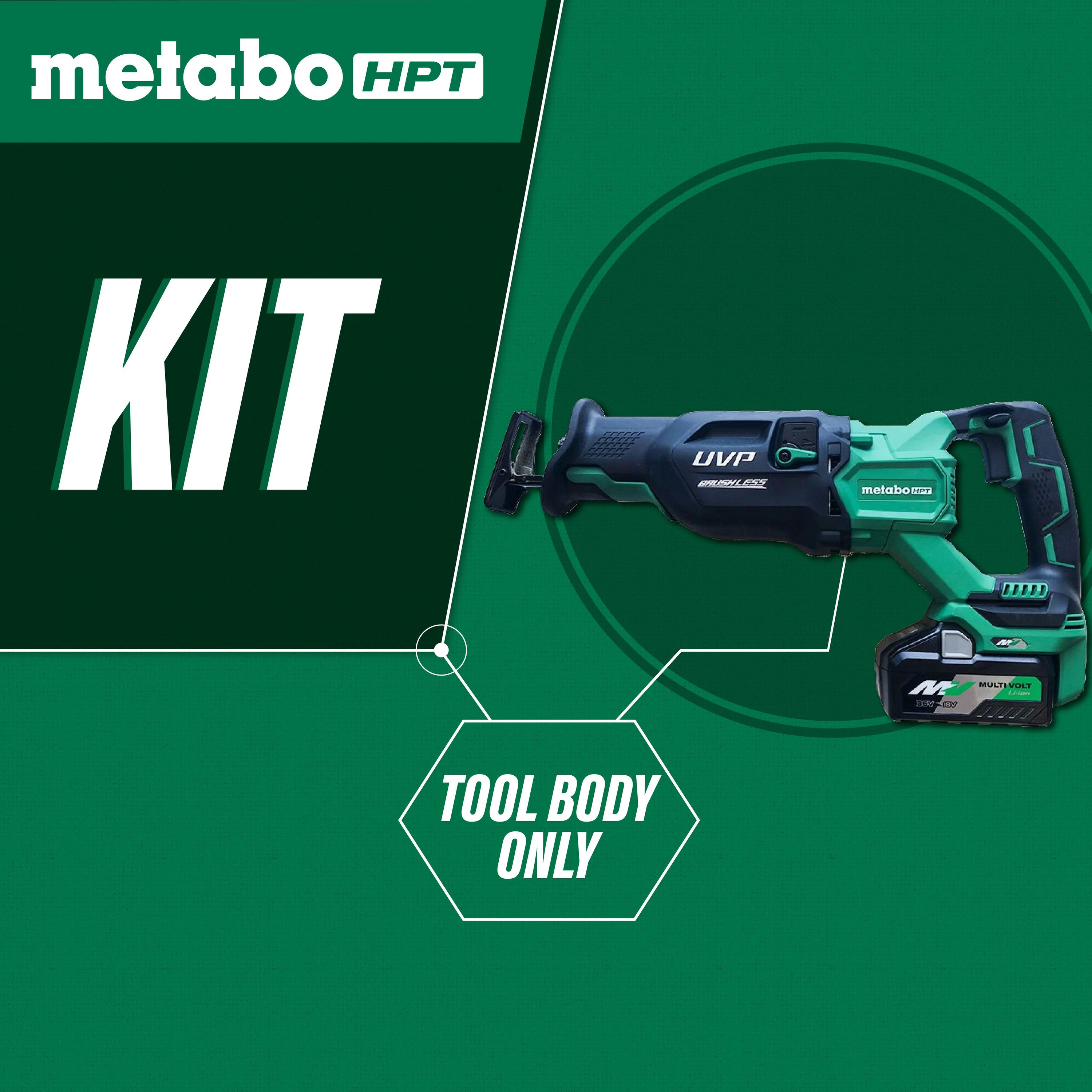 Sierra sable inalámbrica Metabo HPT MultiVolt de 36 voltios con velocidad variable y capacidad híbrida sin escobillas CR36DAQ4M