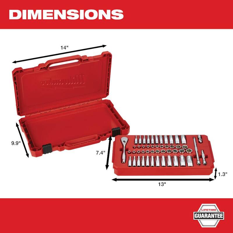Set de herramientas de mecánico con trinquete y dados de 3/8 y 1/4 de pulgada, en sistema SAE/Métrico (106 piezas) - 48-22-9008-48-22-9004