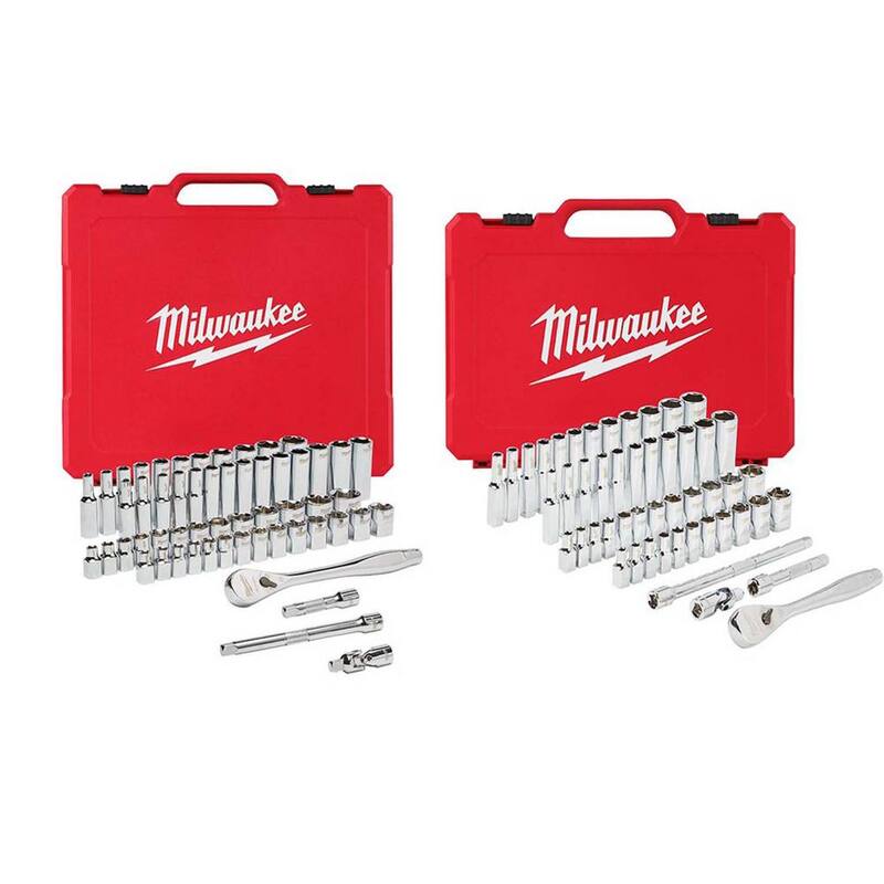 Set de herramientas de mecánico con trinquete y dados de 3/8 y 1/4 de pulgada, en sistema SAE/Métrico (106 piezas) - 48-22-9008-48-22-9004