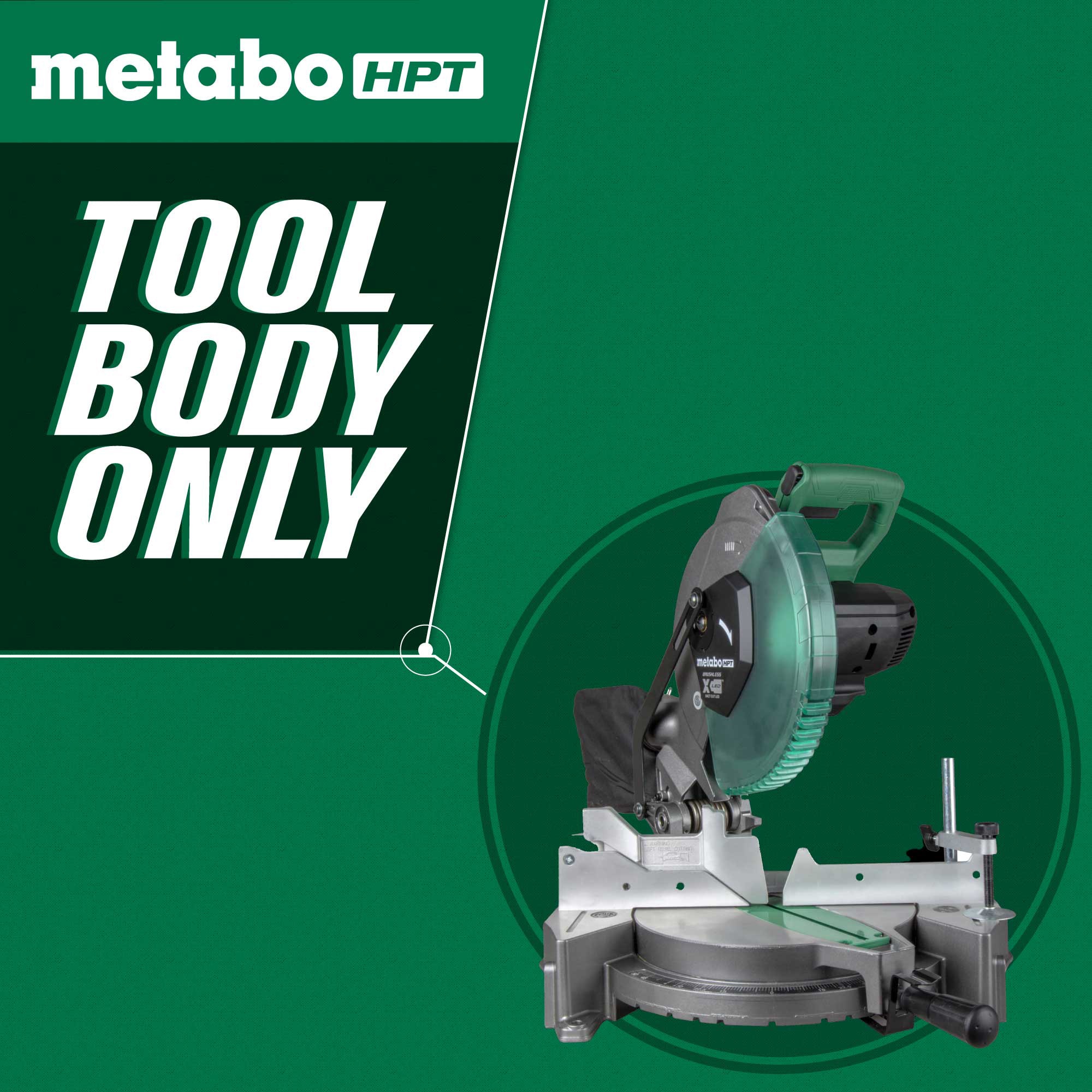Sierra ingletadora compuesta inalámbrica Metabo HPT MultiVolt de 10 pulgadas y 18 voltios de bisel simple C1810DFAQ4M