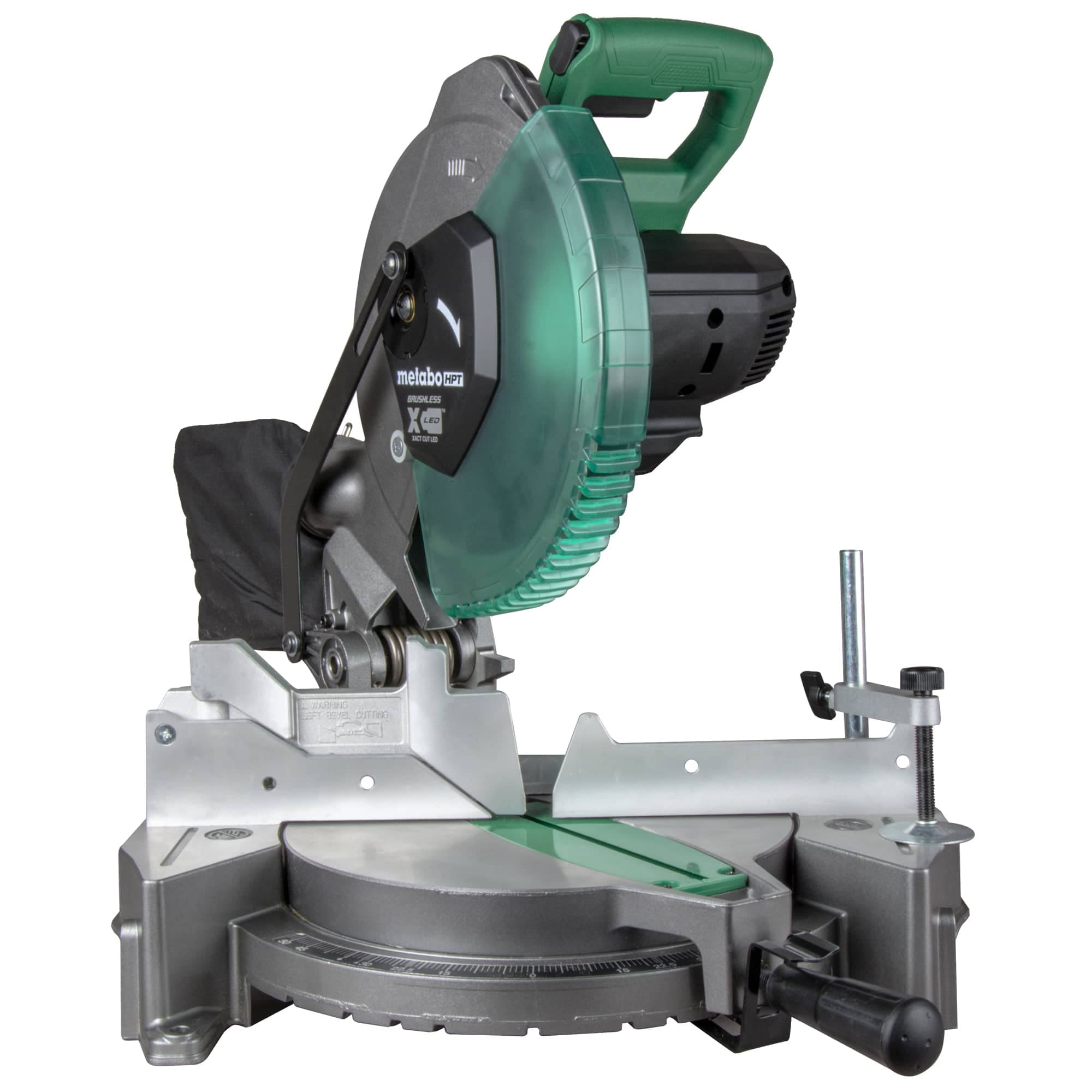 Sierra ingletadora compuesta inalámbrica Metabo HPT MultiVolt de 10 pulgadas y 18 voltios de bisel simple C1810DFAQ4M