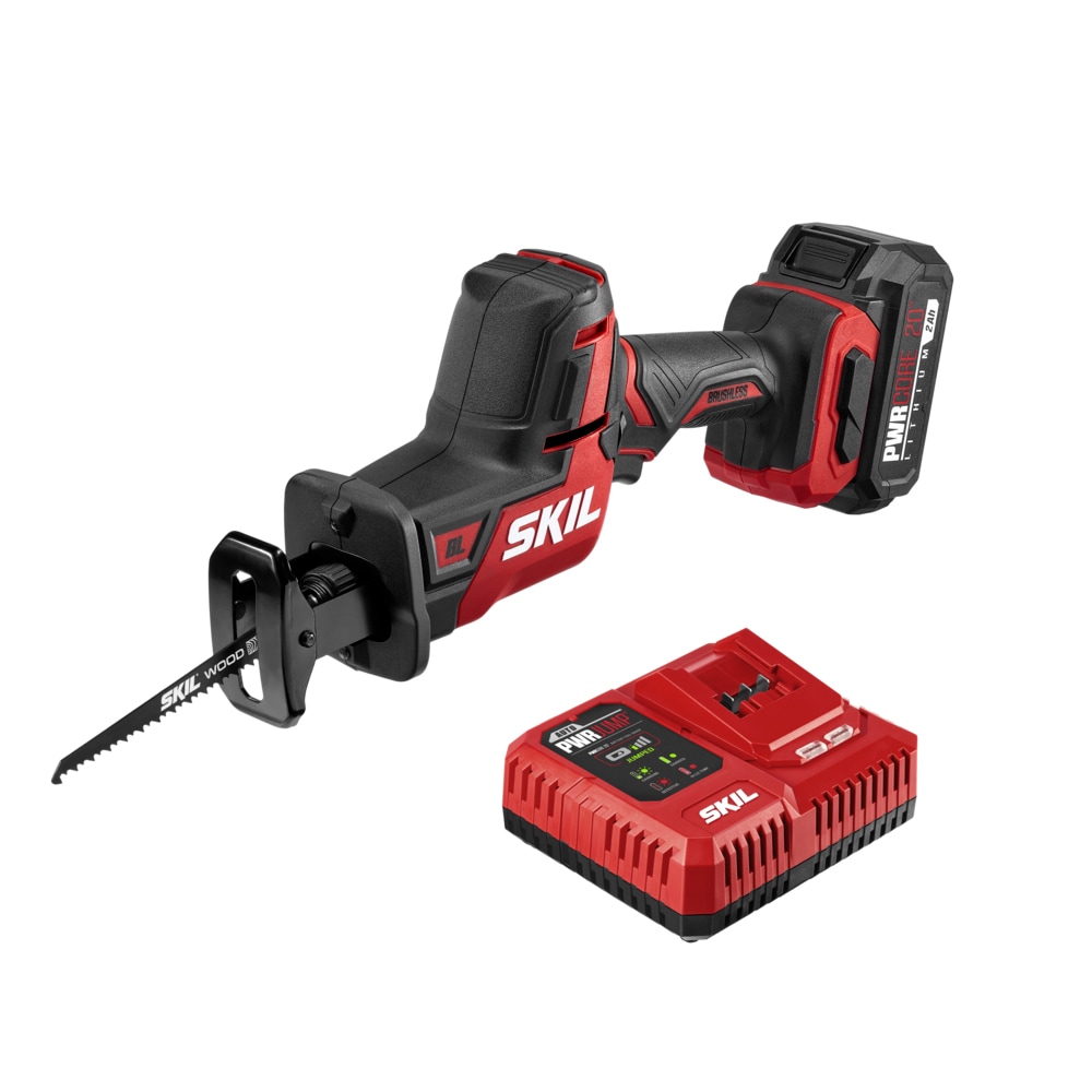 Sierra reciproca inalámbrica sin escobillas SKIL PWR CORE 20 de 20 voltios con velocidad variable (batería incluida) RS5825B-10