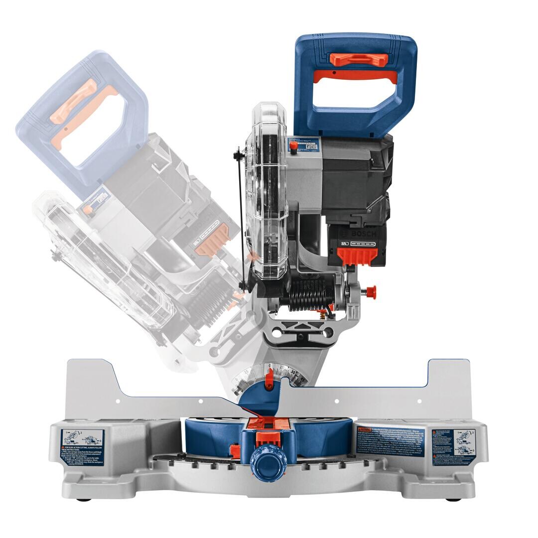 Sierra ingletadora compuesta deslizante inalámbrica de un solo bisel de 7-1/4 pulgadas y 8 amperios de Bosch (Incluye batería) GCM18V-07SN14