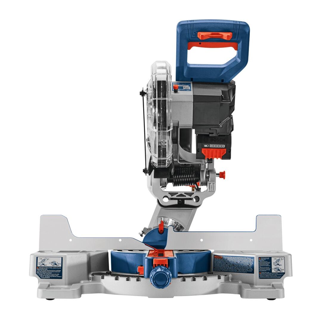 Sierra ingletadora compuesta deslizante inalámbrica de un solo bisel de 7-1/4 pulgadas y 8 amperios de Bosch (Incluye batería) GCM18V-07SN14
