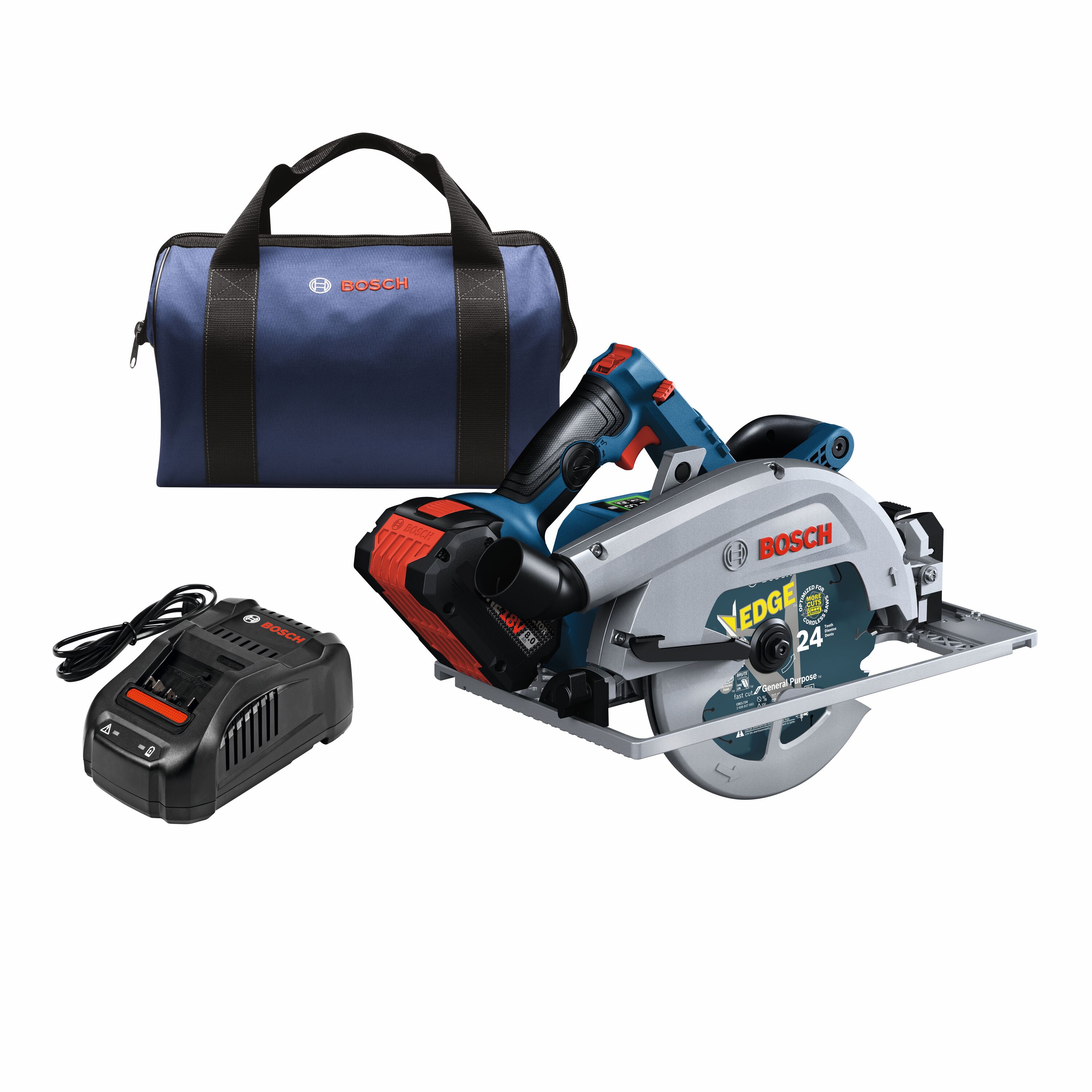Kit de sierra circular inalámbrica sin escobillas Bosch de 18 voltios y 8 amperios de 7-1/4 pulgadas (batería incluida) GKS18V-25GCB14