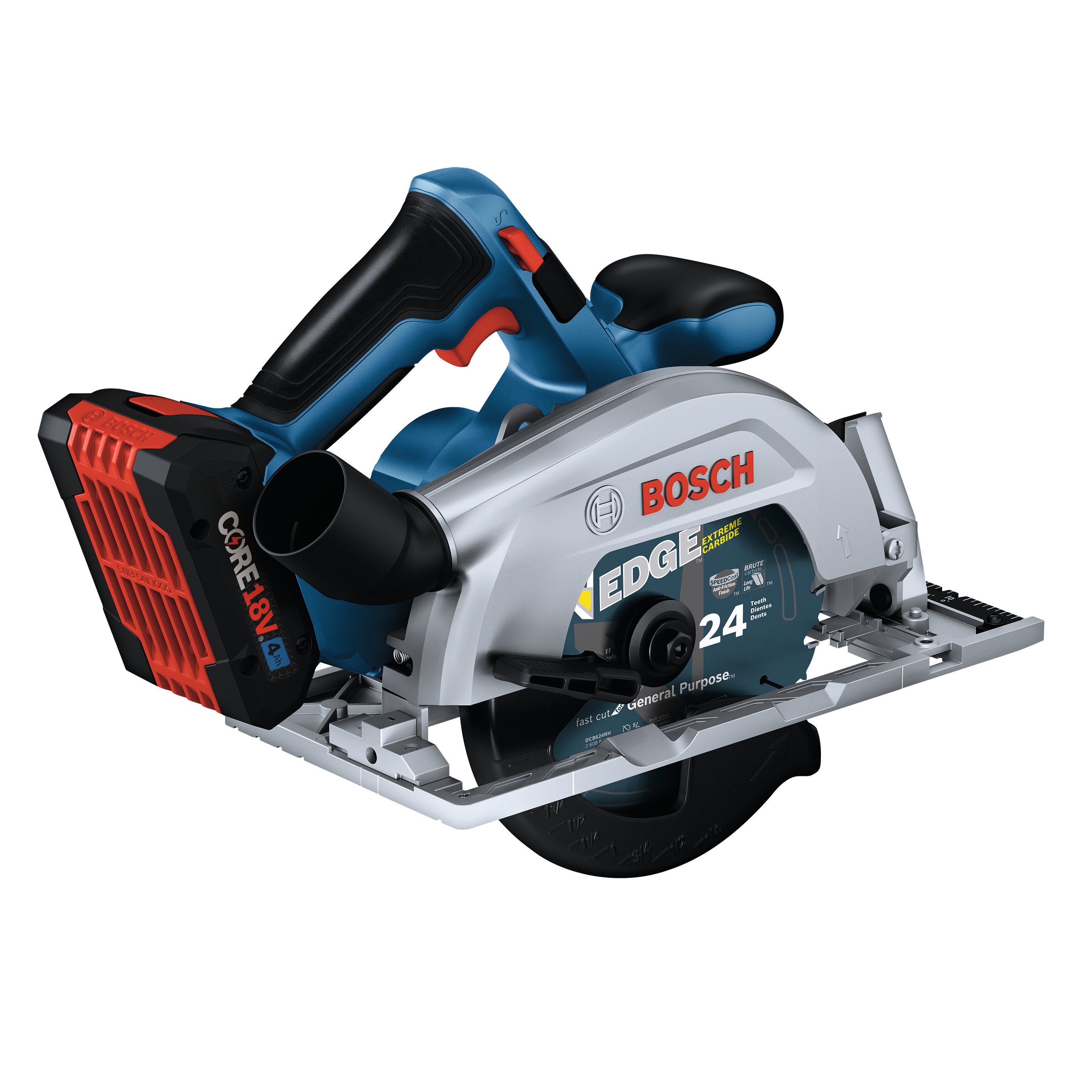 Sierra circular inalámbrica sin escobillas Bosch de 18 voltios con batería de 4 amperios y 6-1/2 pulgadas (incluida) - Juego GKS18V-22B25