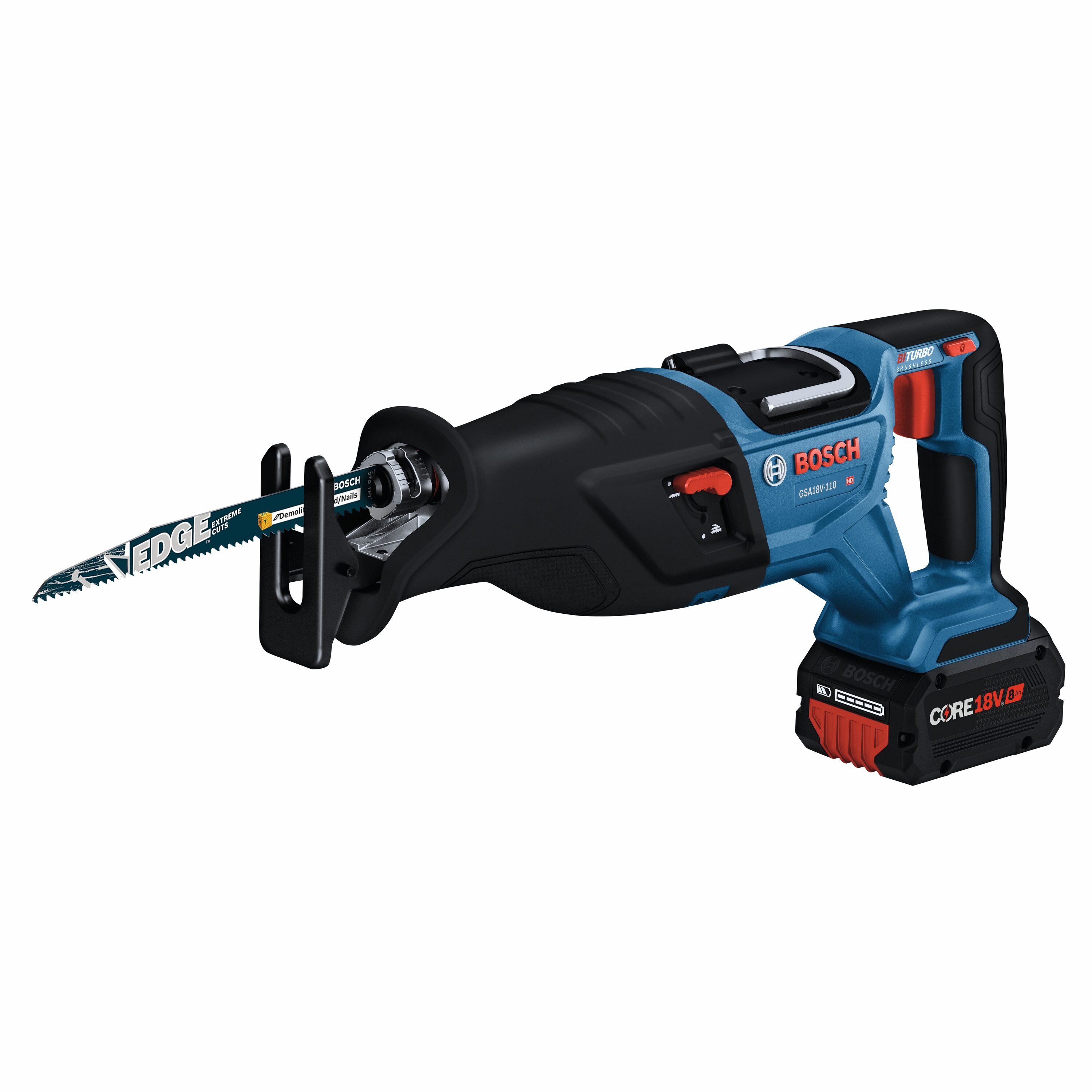 Sierra sable inalámbrica Bosch 18 voltios 8.0 amperes con velocidad variable y sin escobillas (batería incluida) GSA18V-110B14