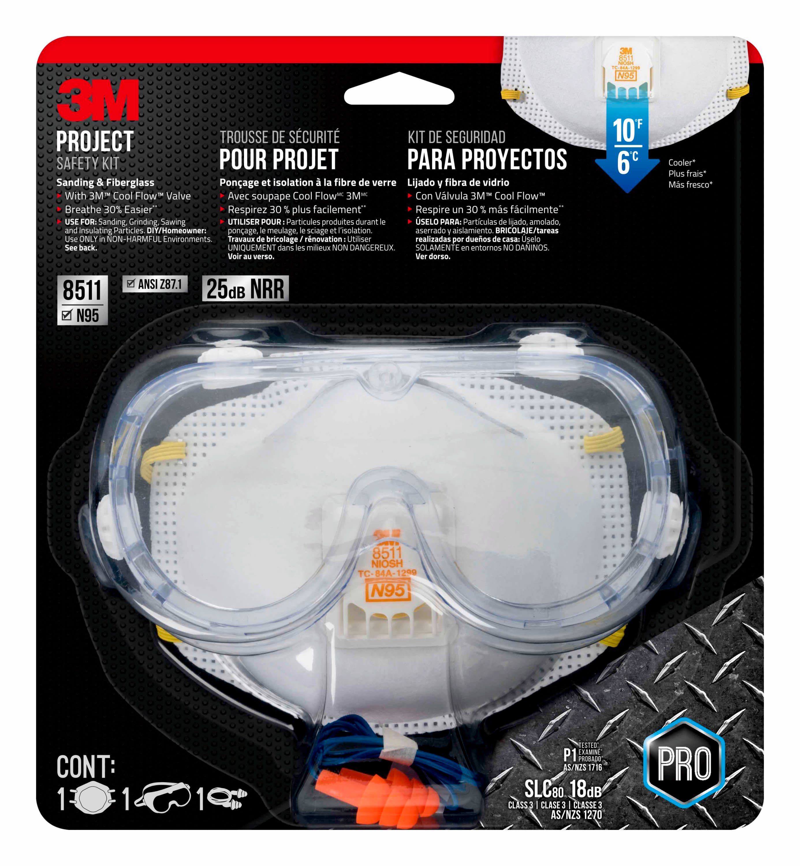 Respirador desechable N95 blanco para pintura, lijado y fibra de vidrio 93015-WZ6 de 3M