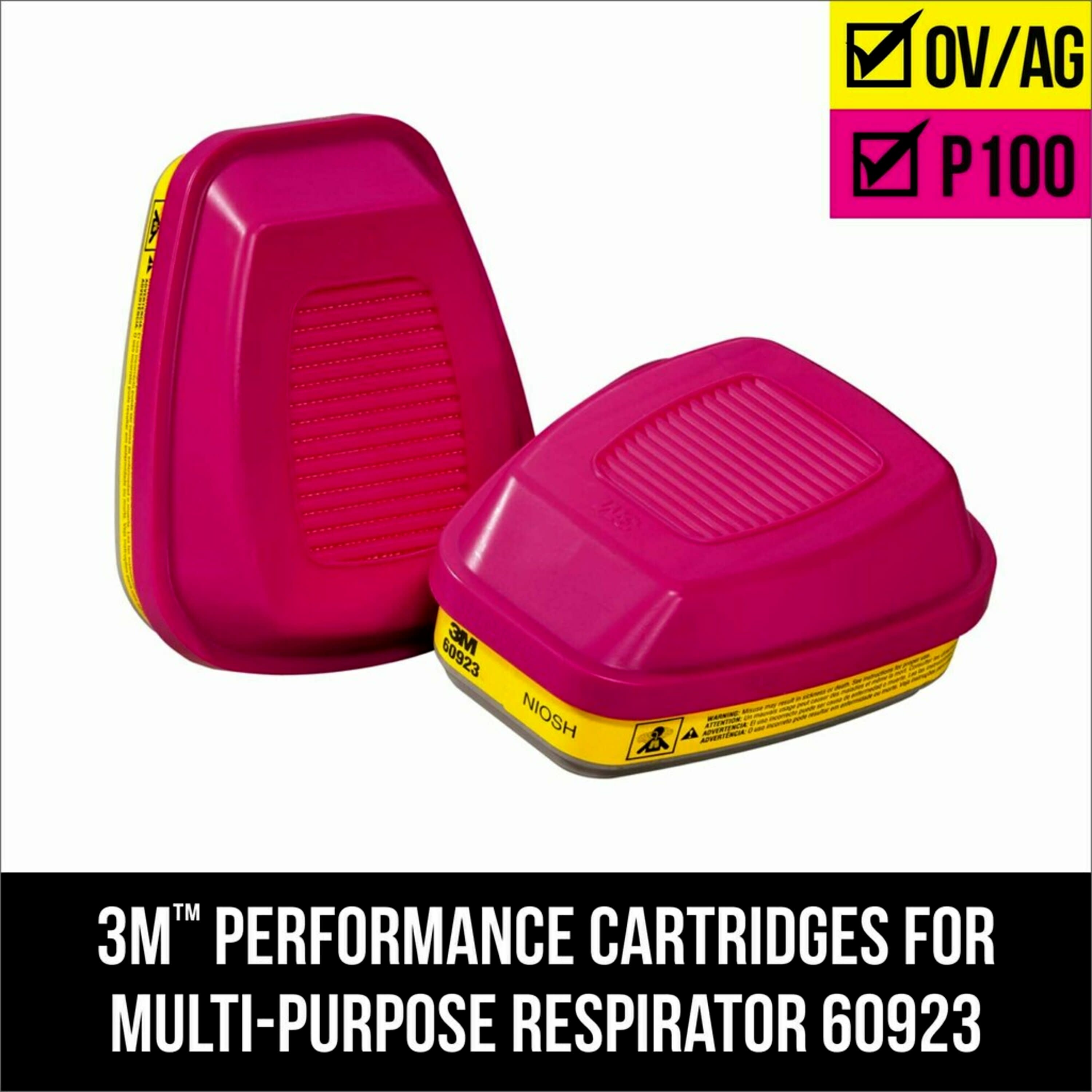 Respirador desechable químico P100 rosa reutilizable de 3M en pack de 2 unidades 60923HB1-C