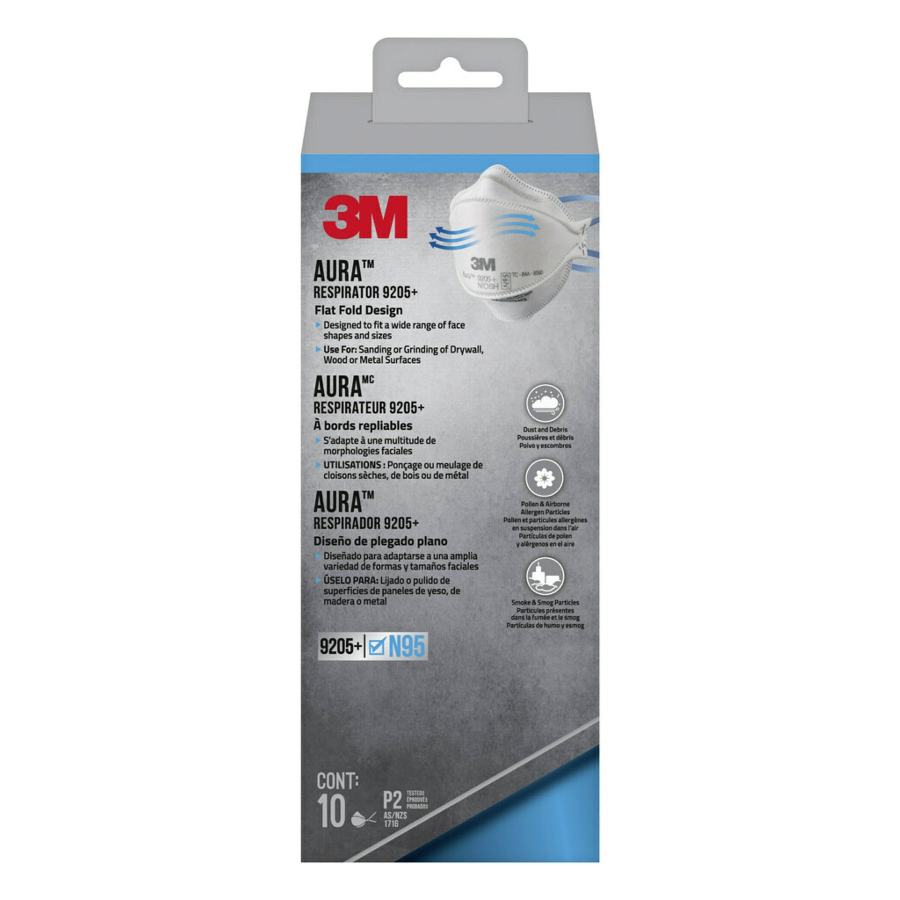 Respirador desechable blanco para pintura N95 de 3M - Paquete de 10 unidades 9205PP-10-DC